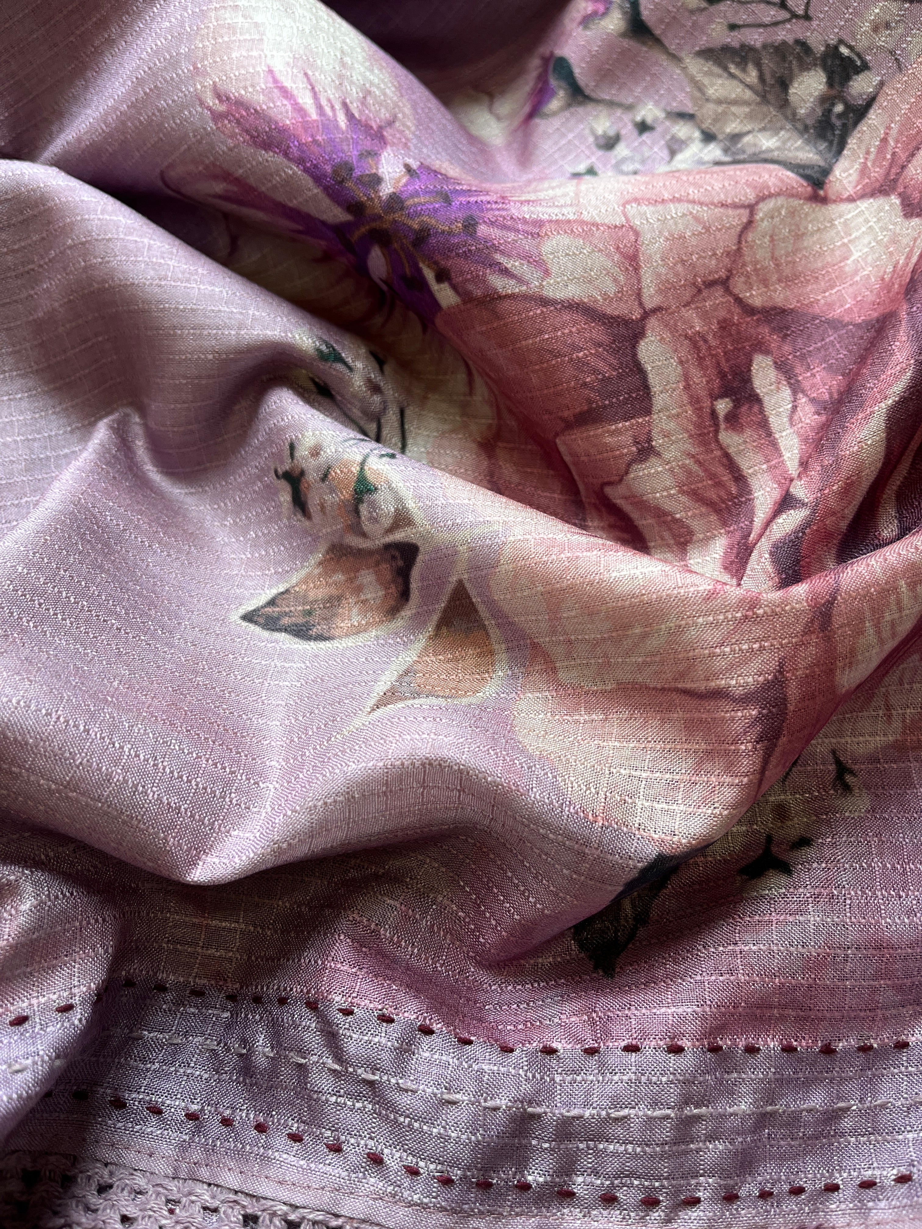 Lavender, Yellow, Rose Gold & Pastel Green Semi Tussar Sarees