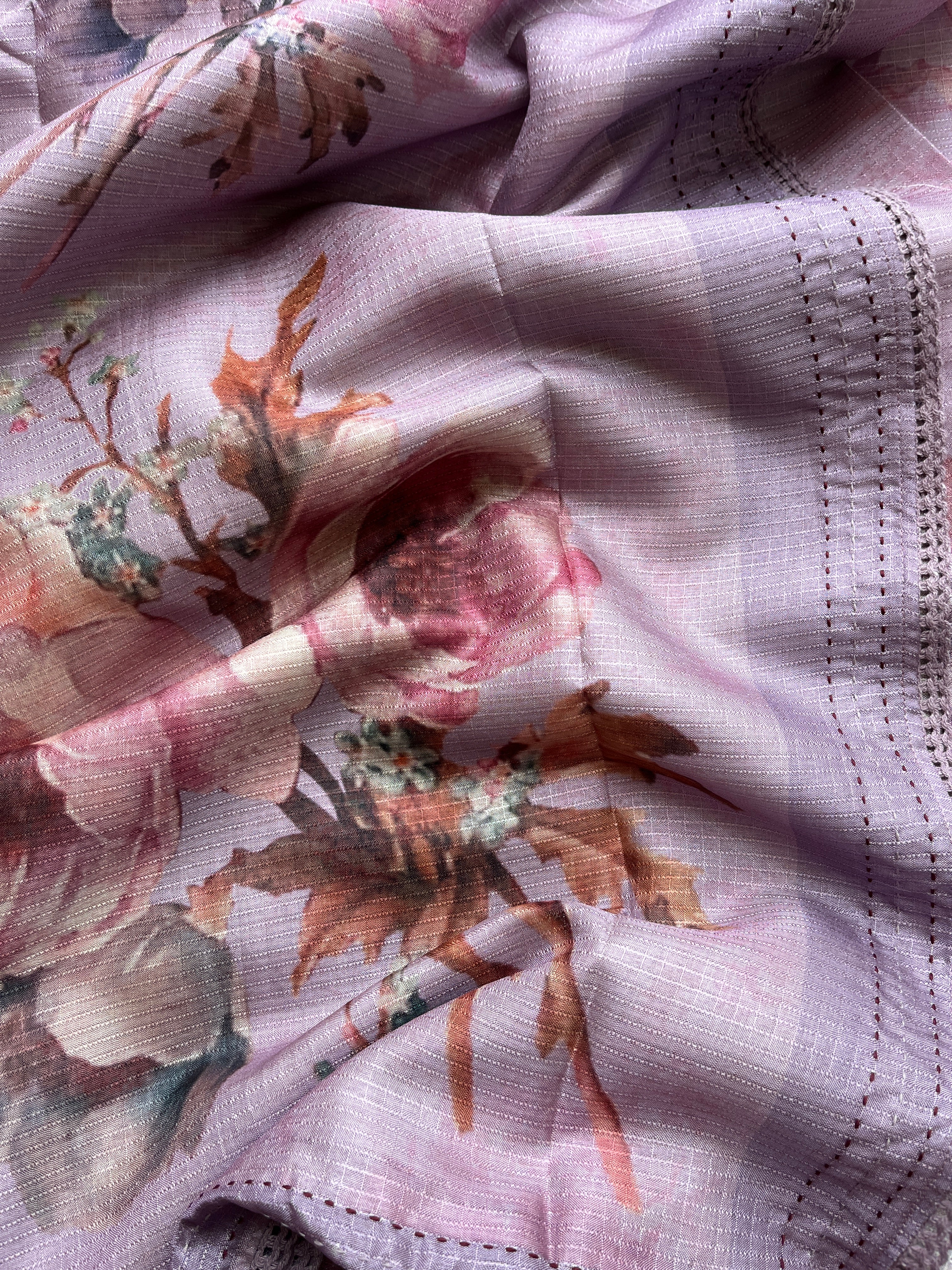 Lavender, Yellow, Rose Gold & Pastel Green Semi Tussar Sarees