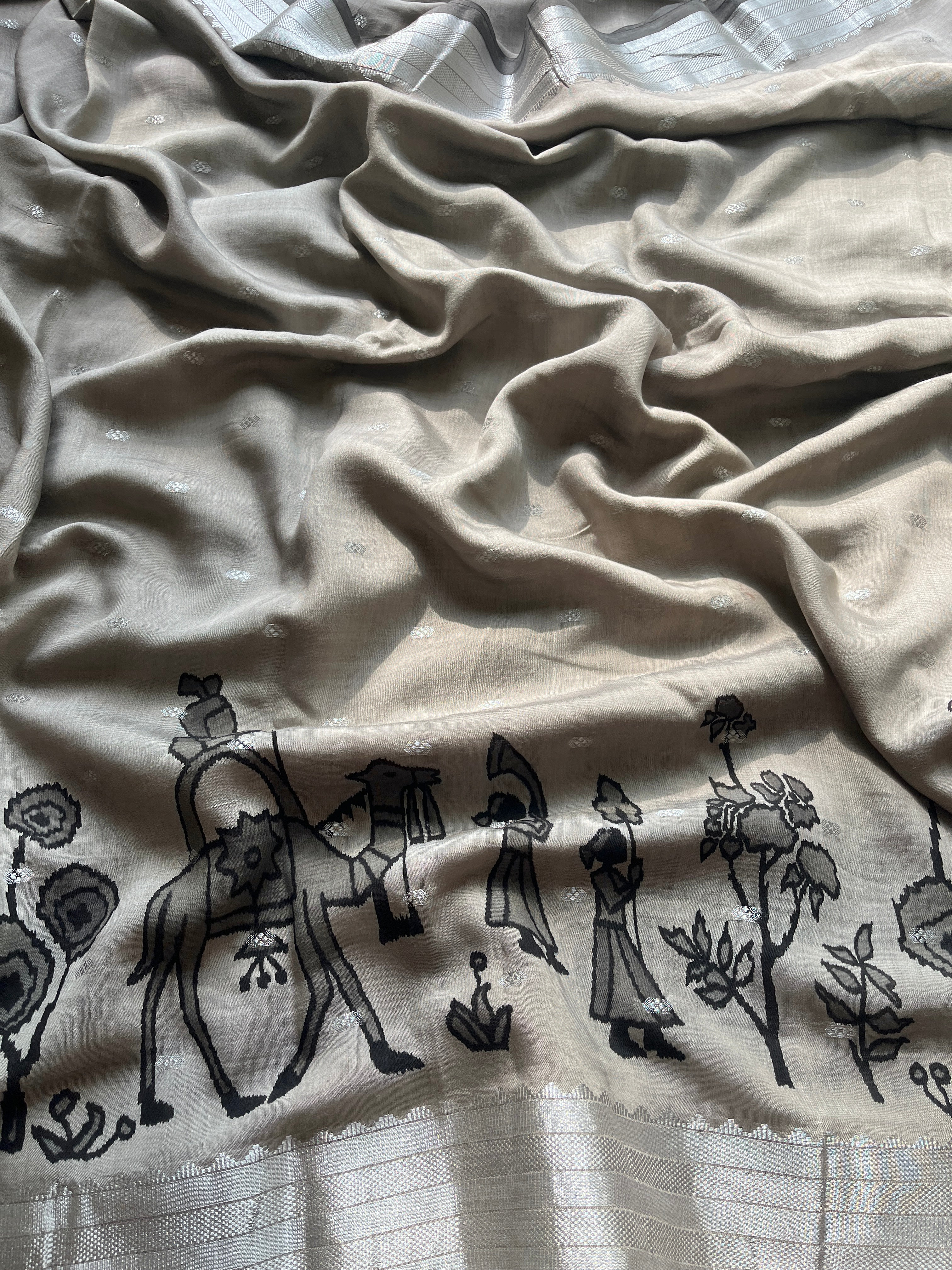 Grey Dola Silk Saree