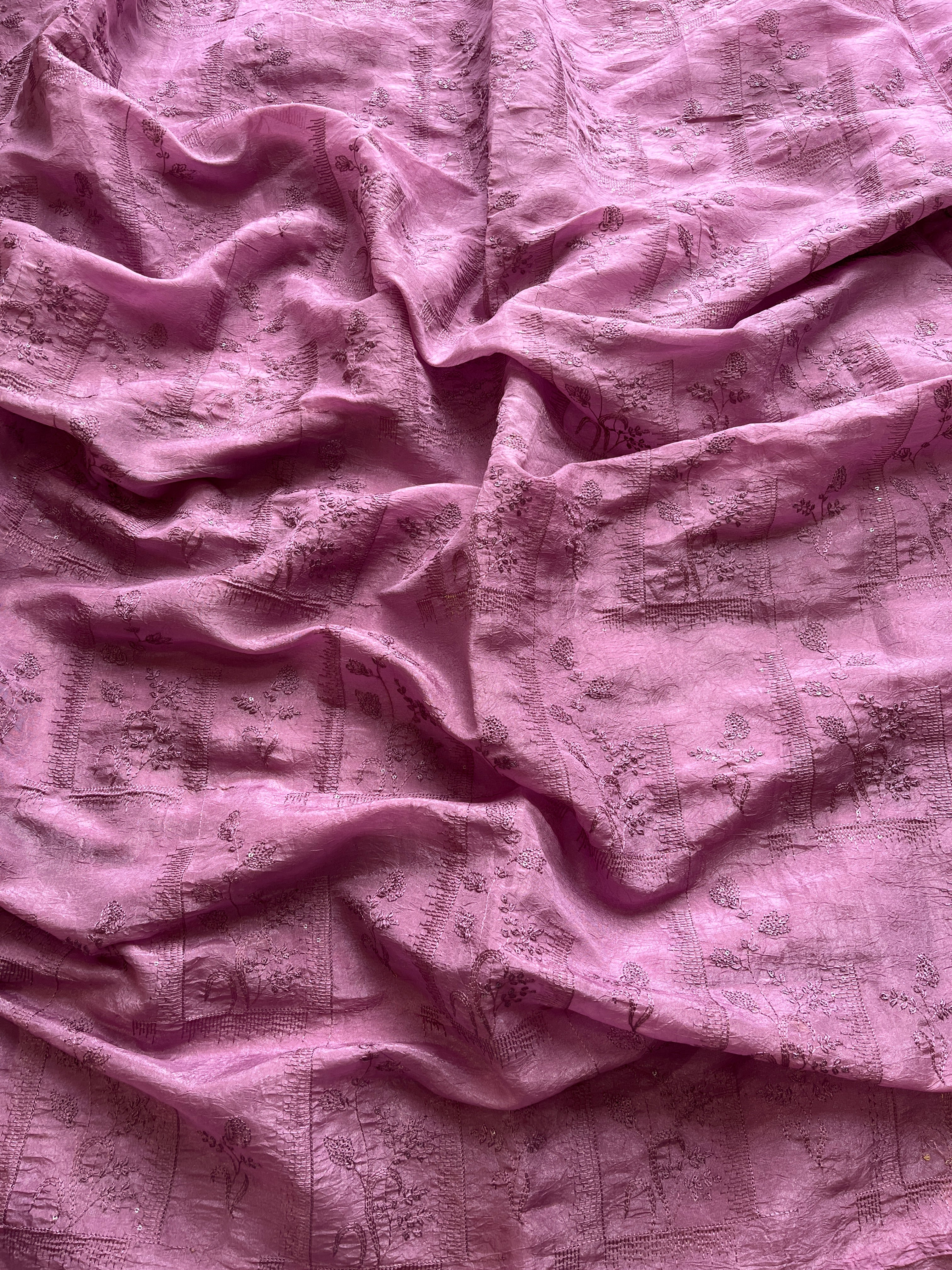 Muted purple Embroidered tissue saree