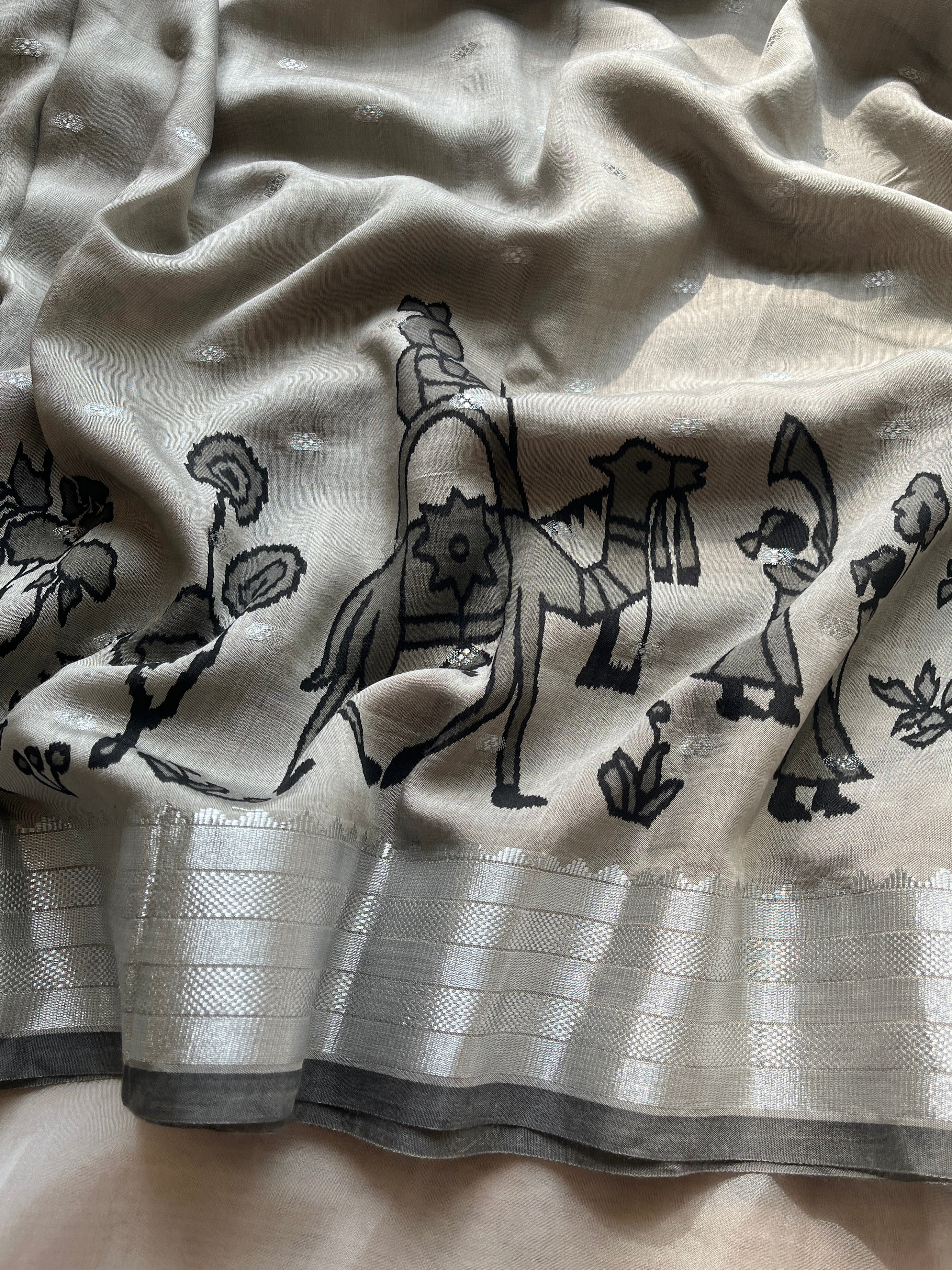 Grey Dola Silk Saree