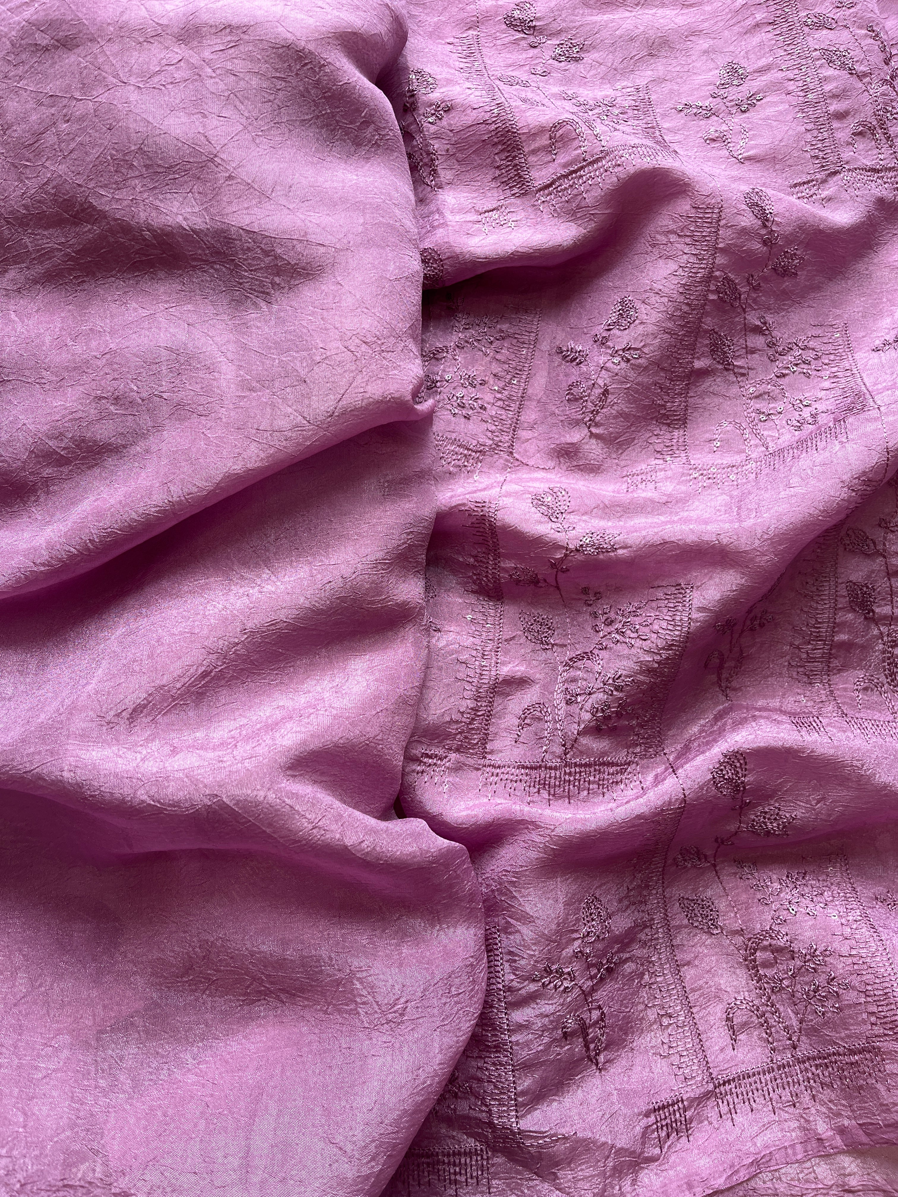 Muted purple Embroidered tissue saree