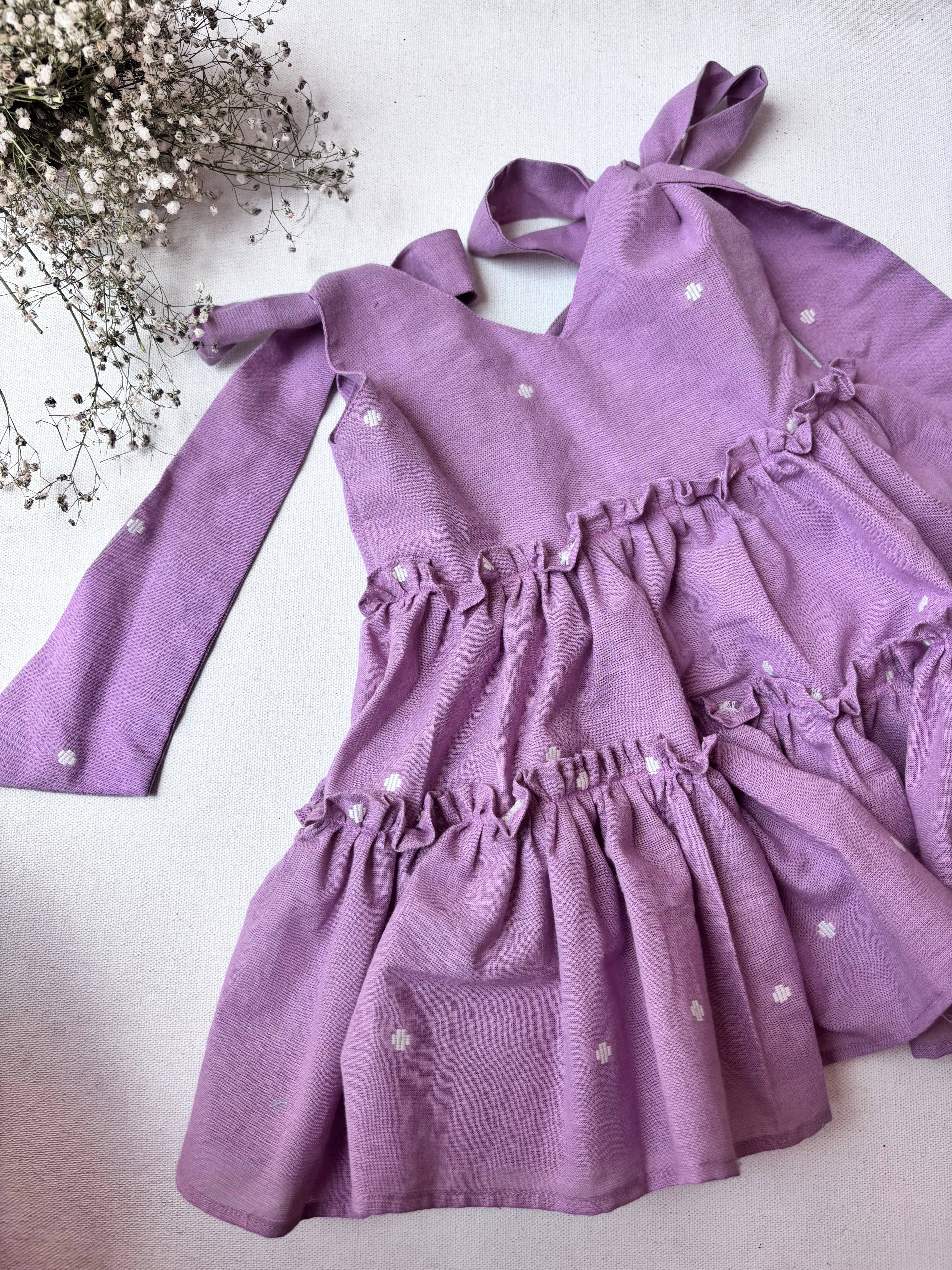 Purple Cotton Tie-up Frock