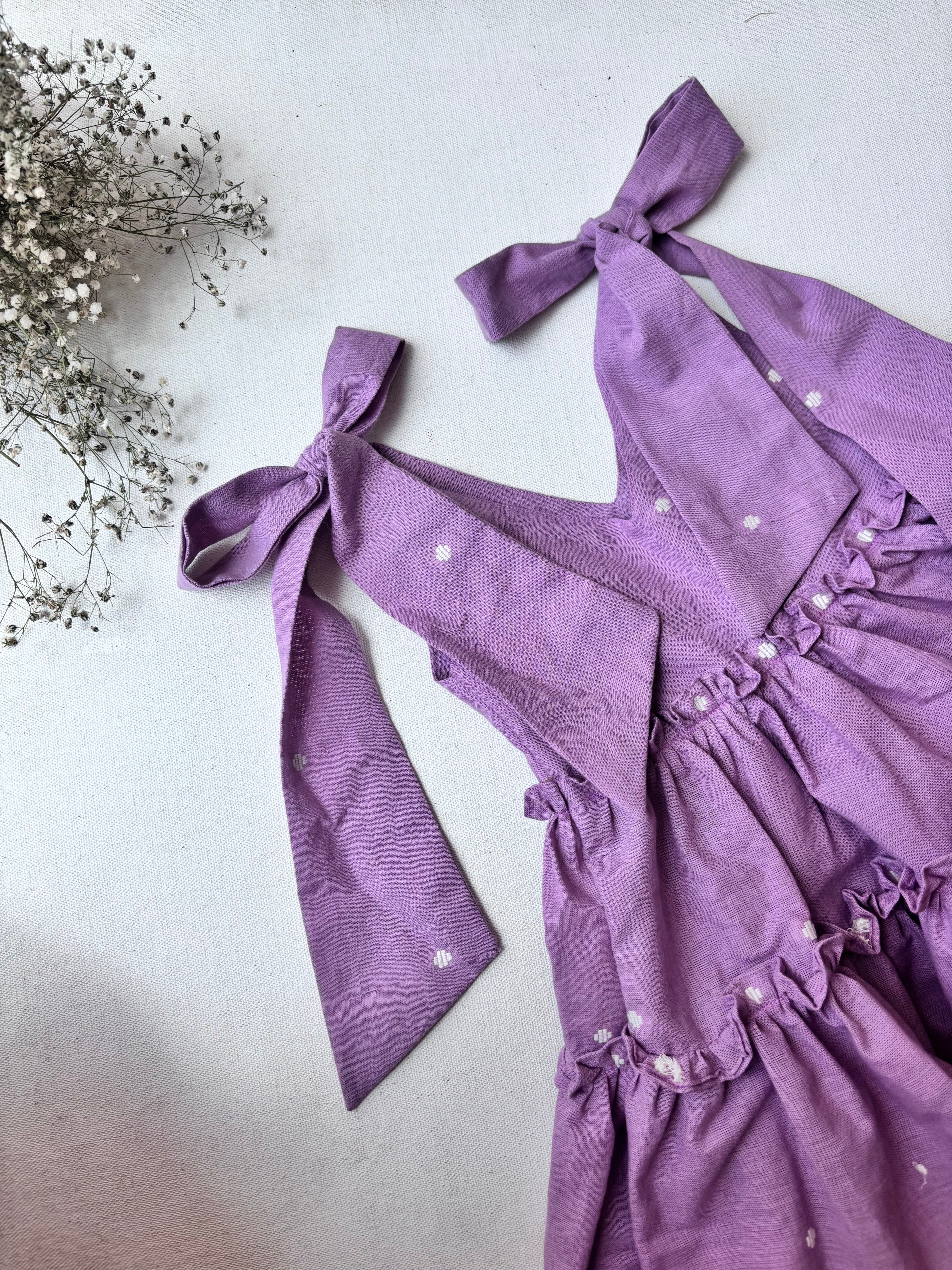 Purple Cotton Tie-up Frock