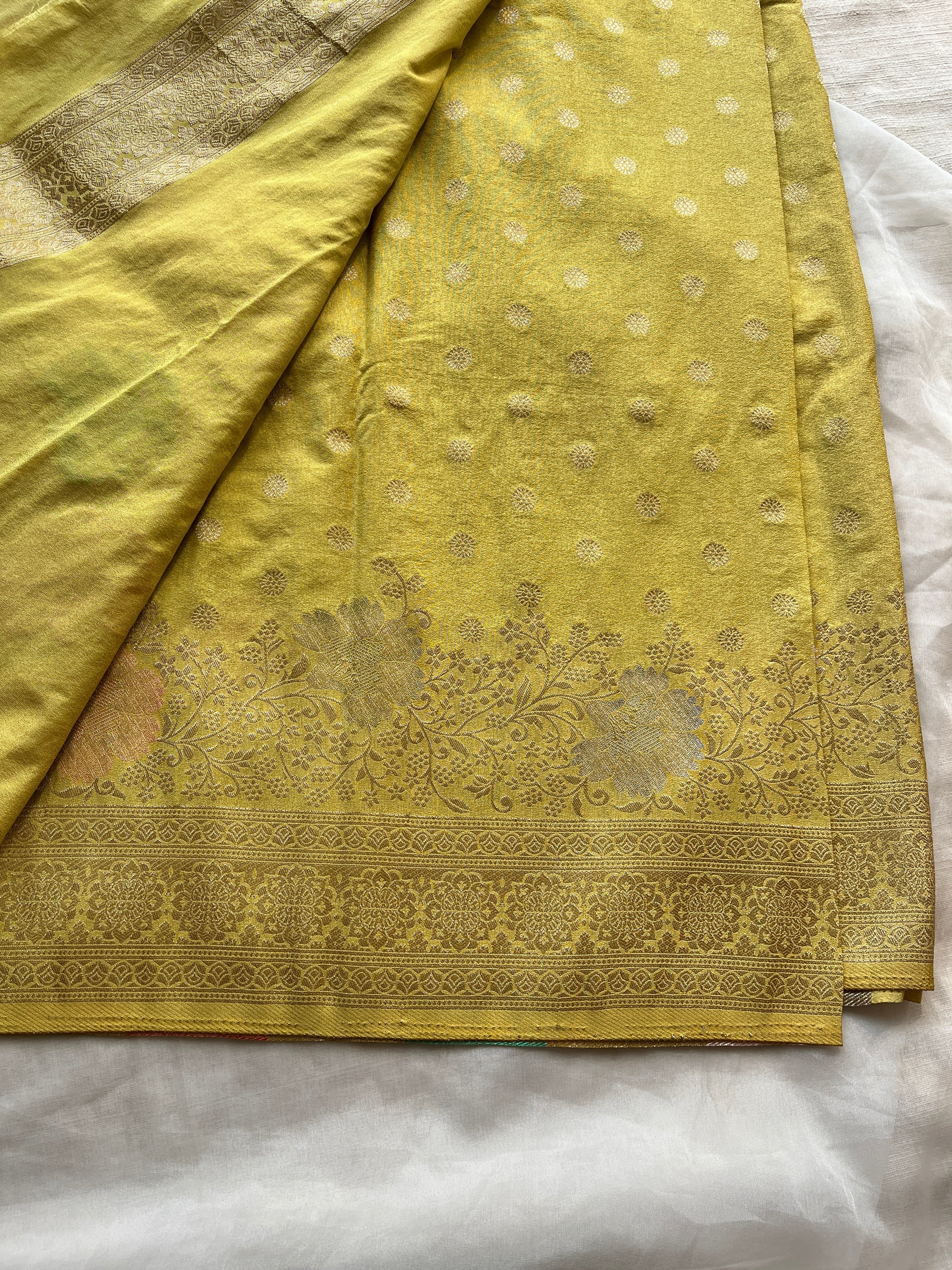 Yellow fancy Georgette saree
