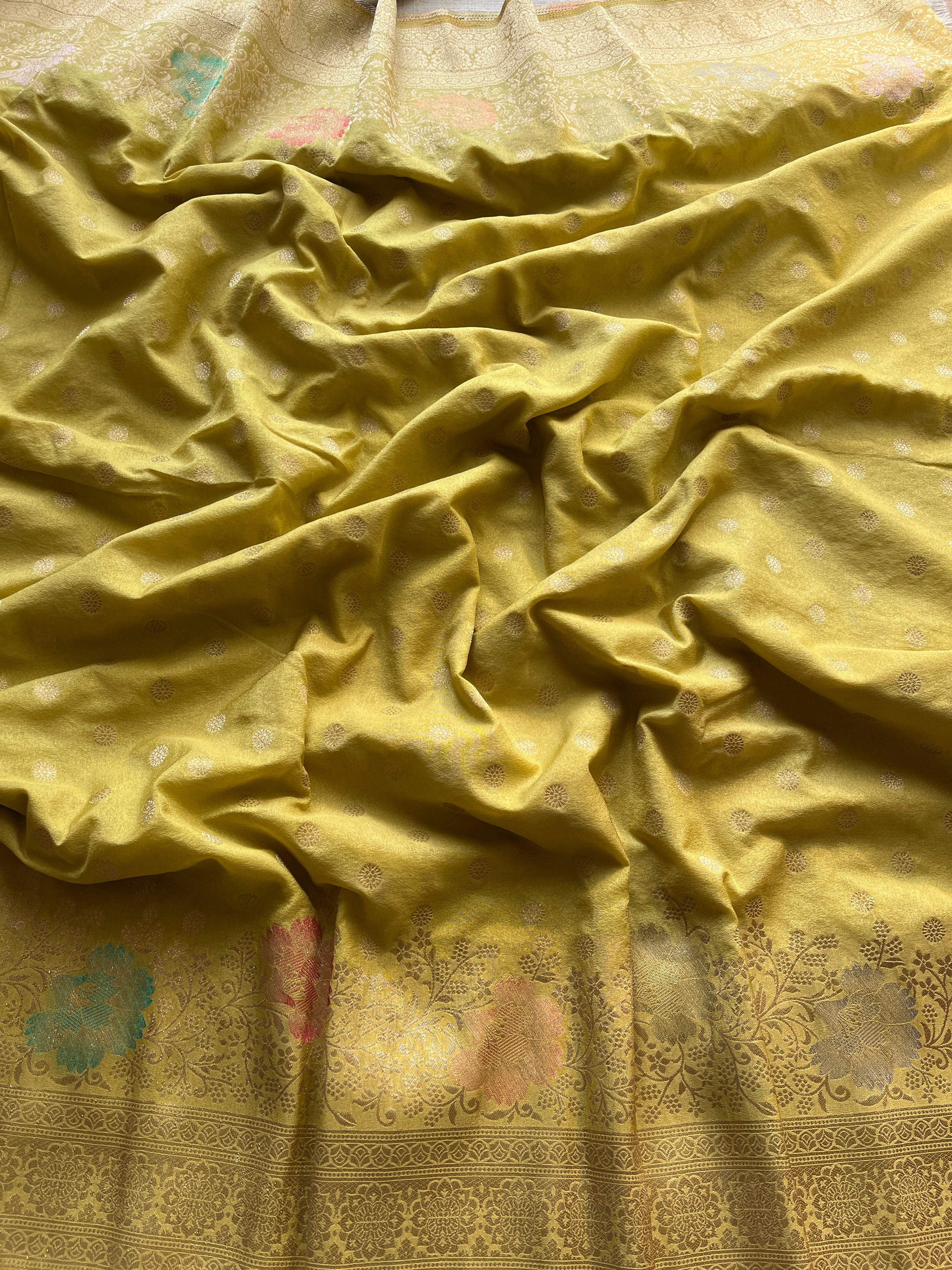 Yellow fancy Georgette saree