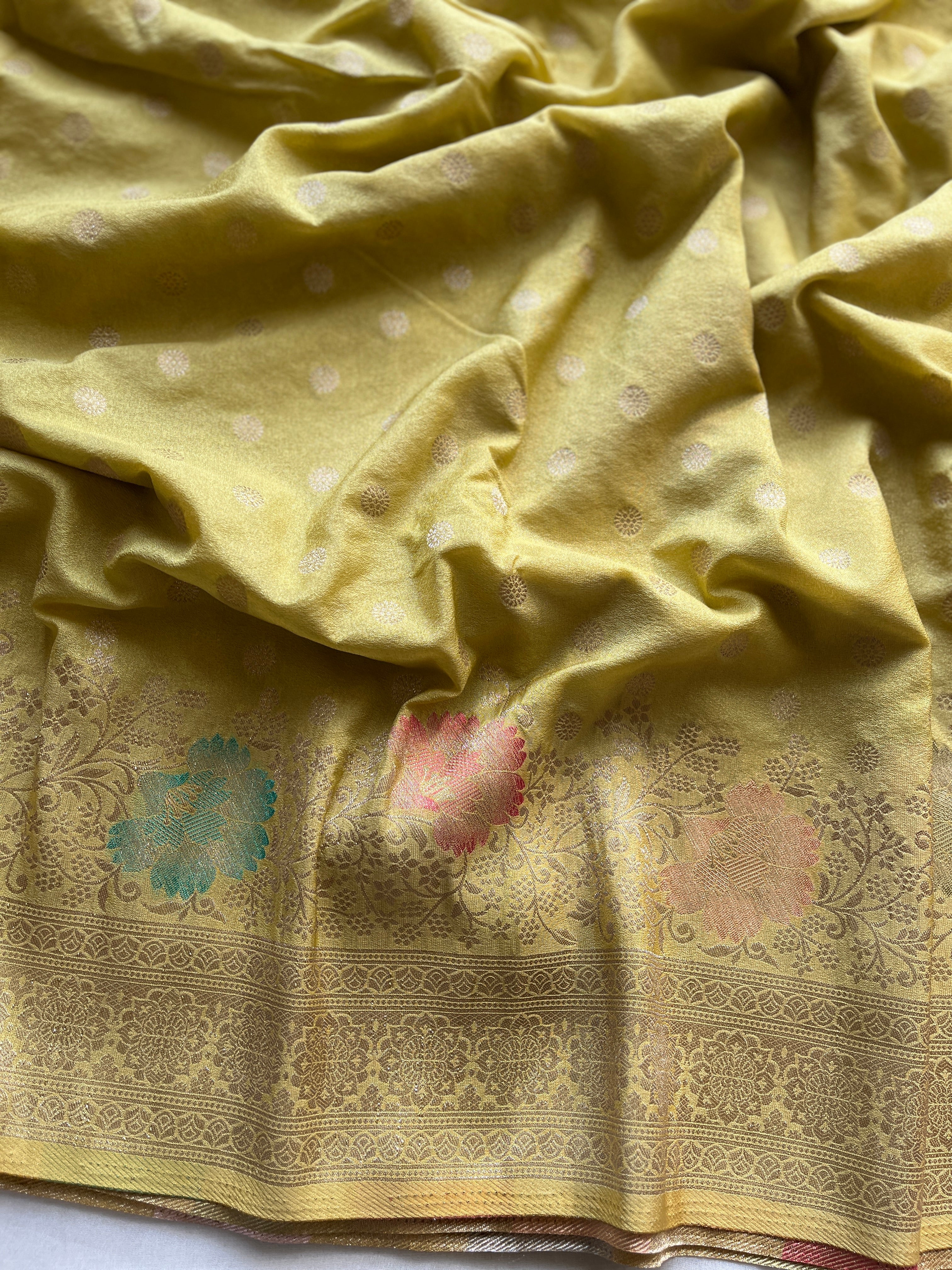 Yellow fancy Georgette saree