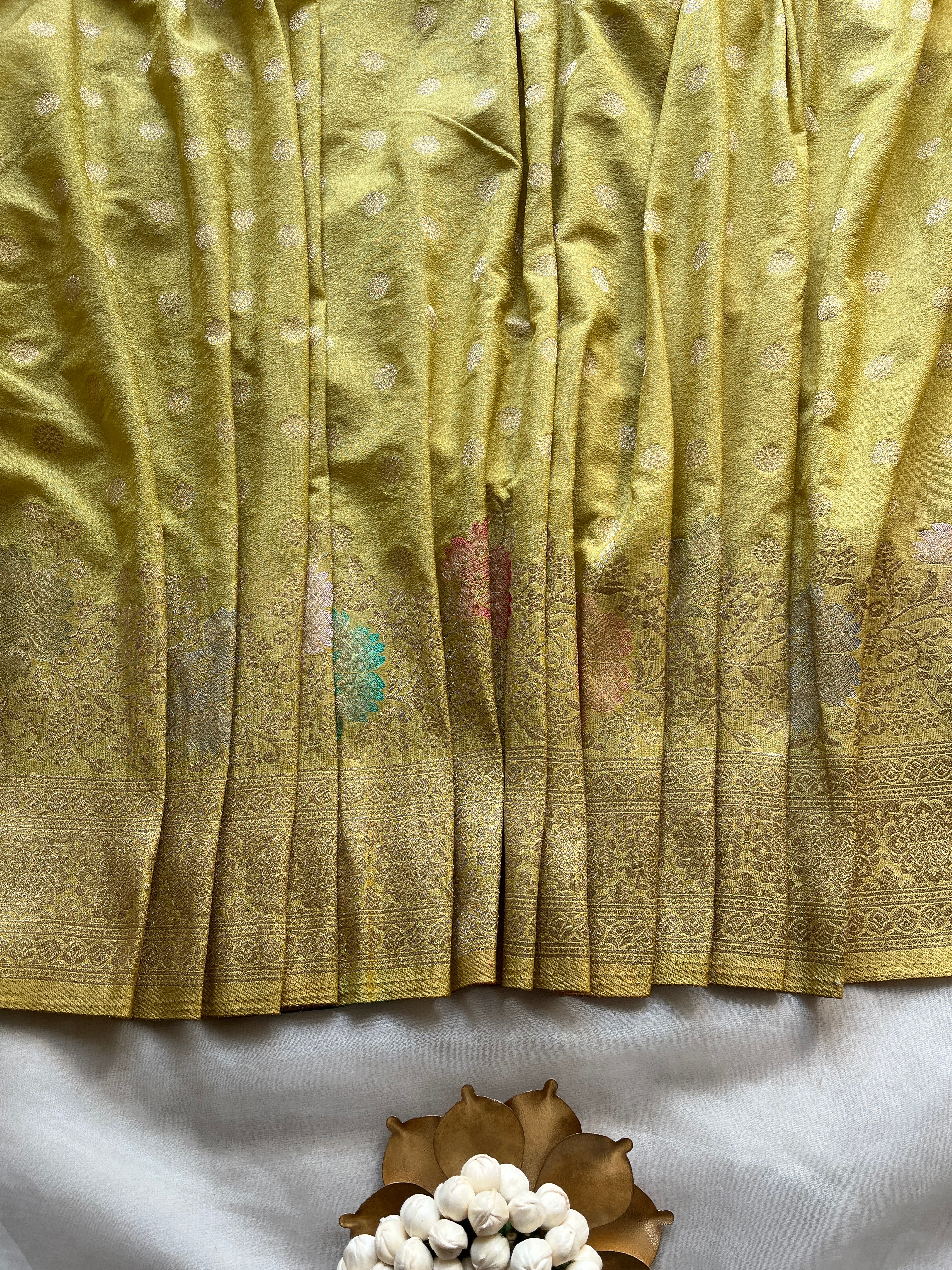 Yellow fancy Georgette saree