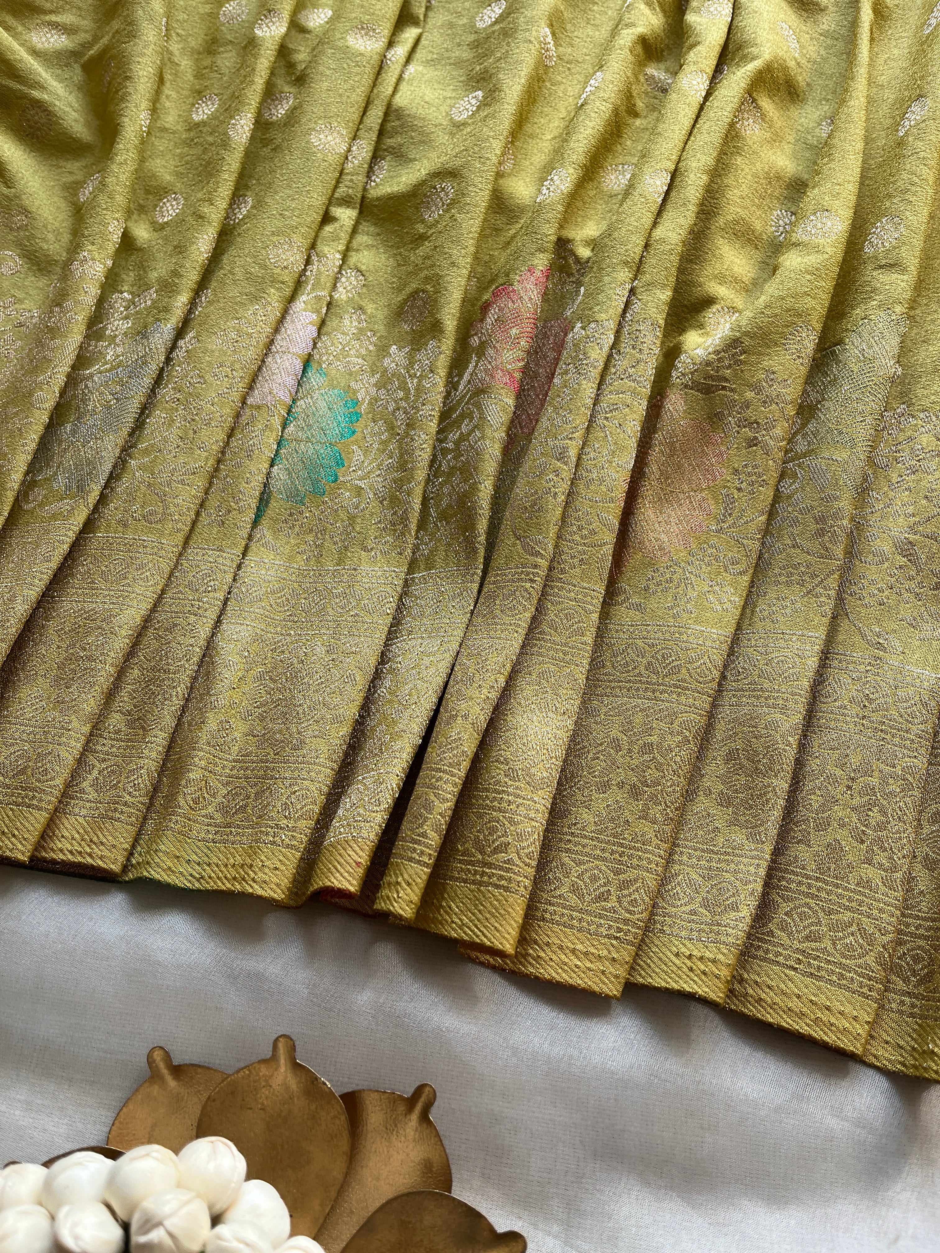 Yellow fancy Georgette saree