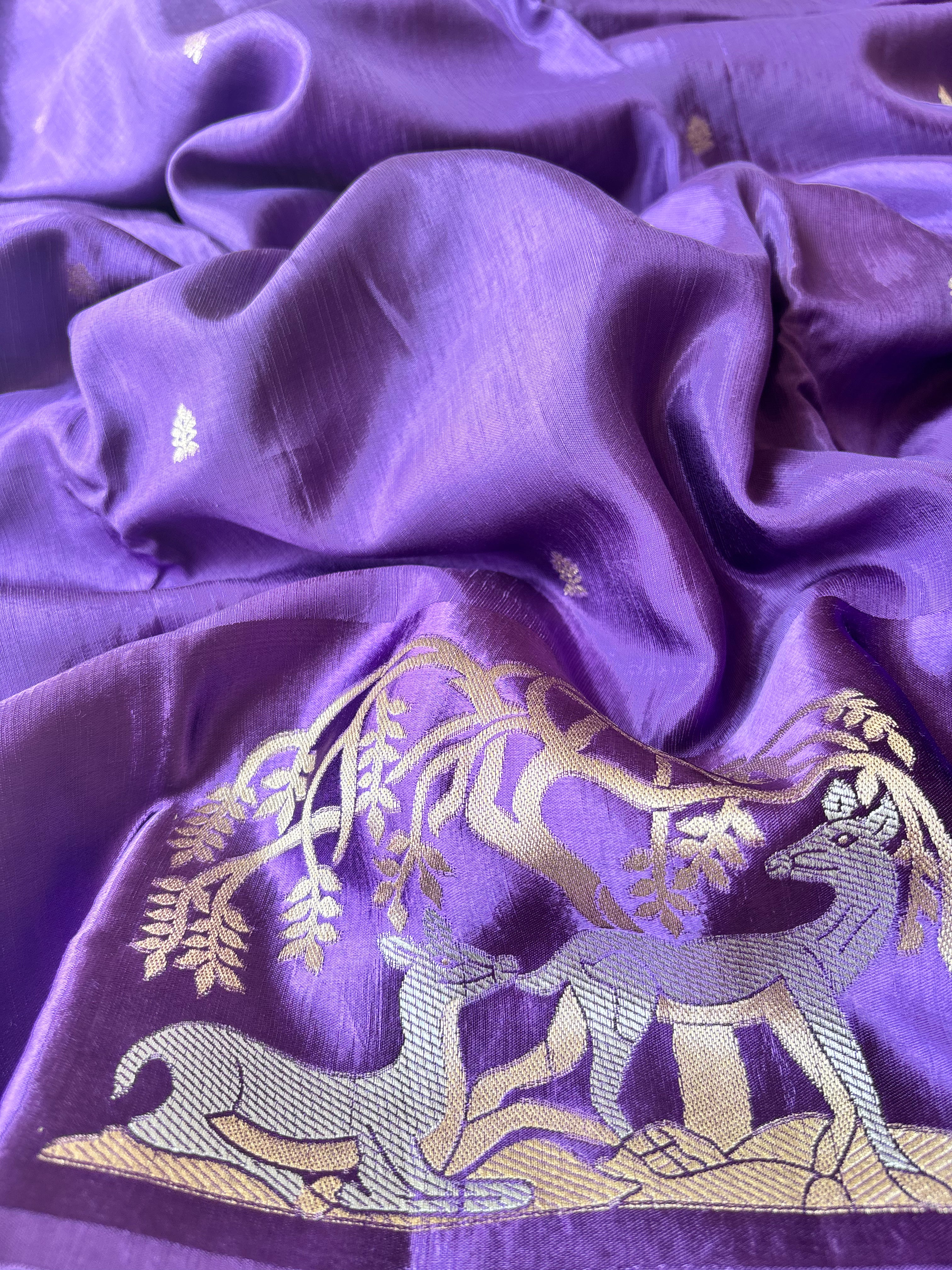 Purple Mashru Silk Saree