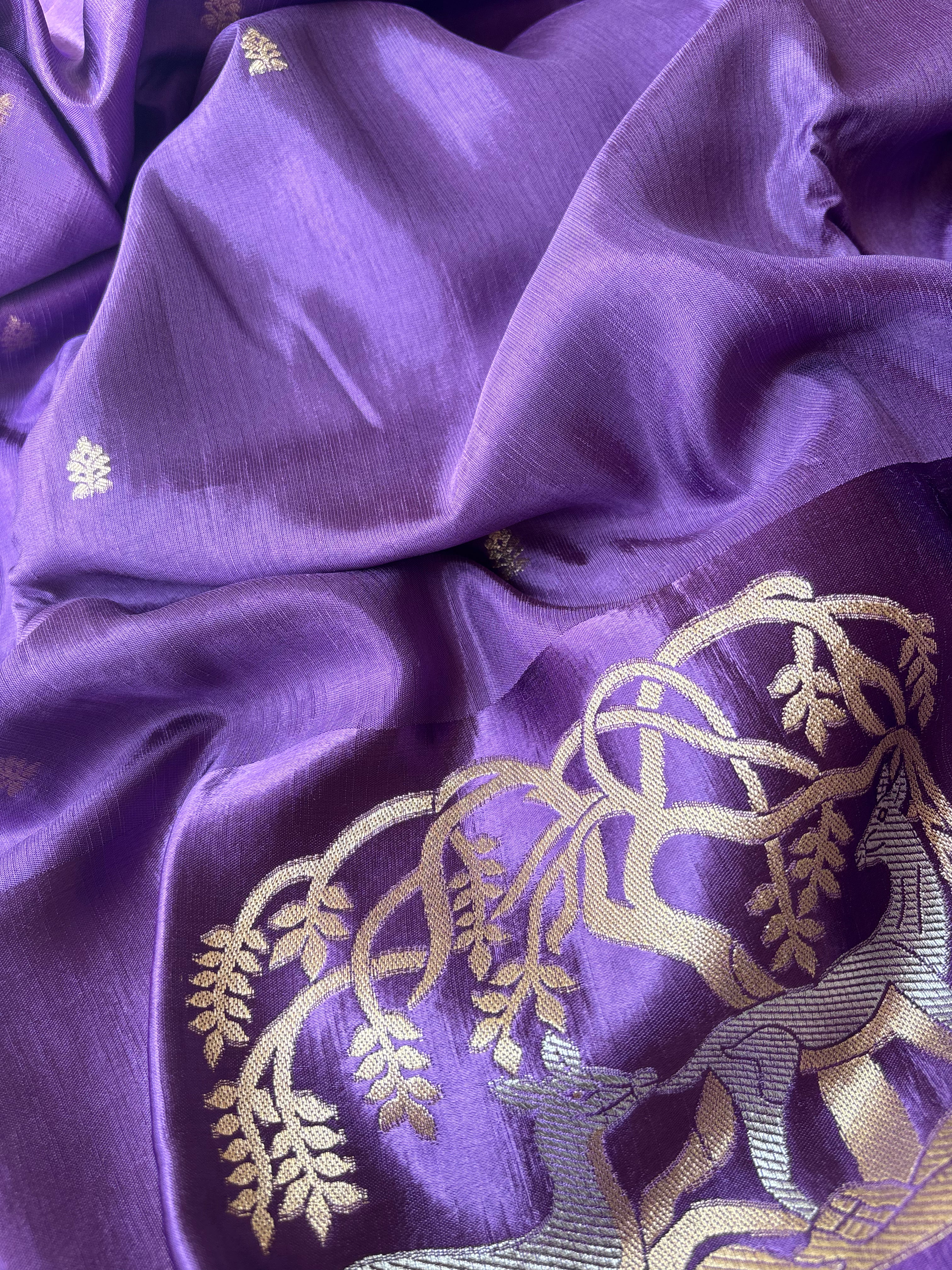 Purple Mashru Silk Saree