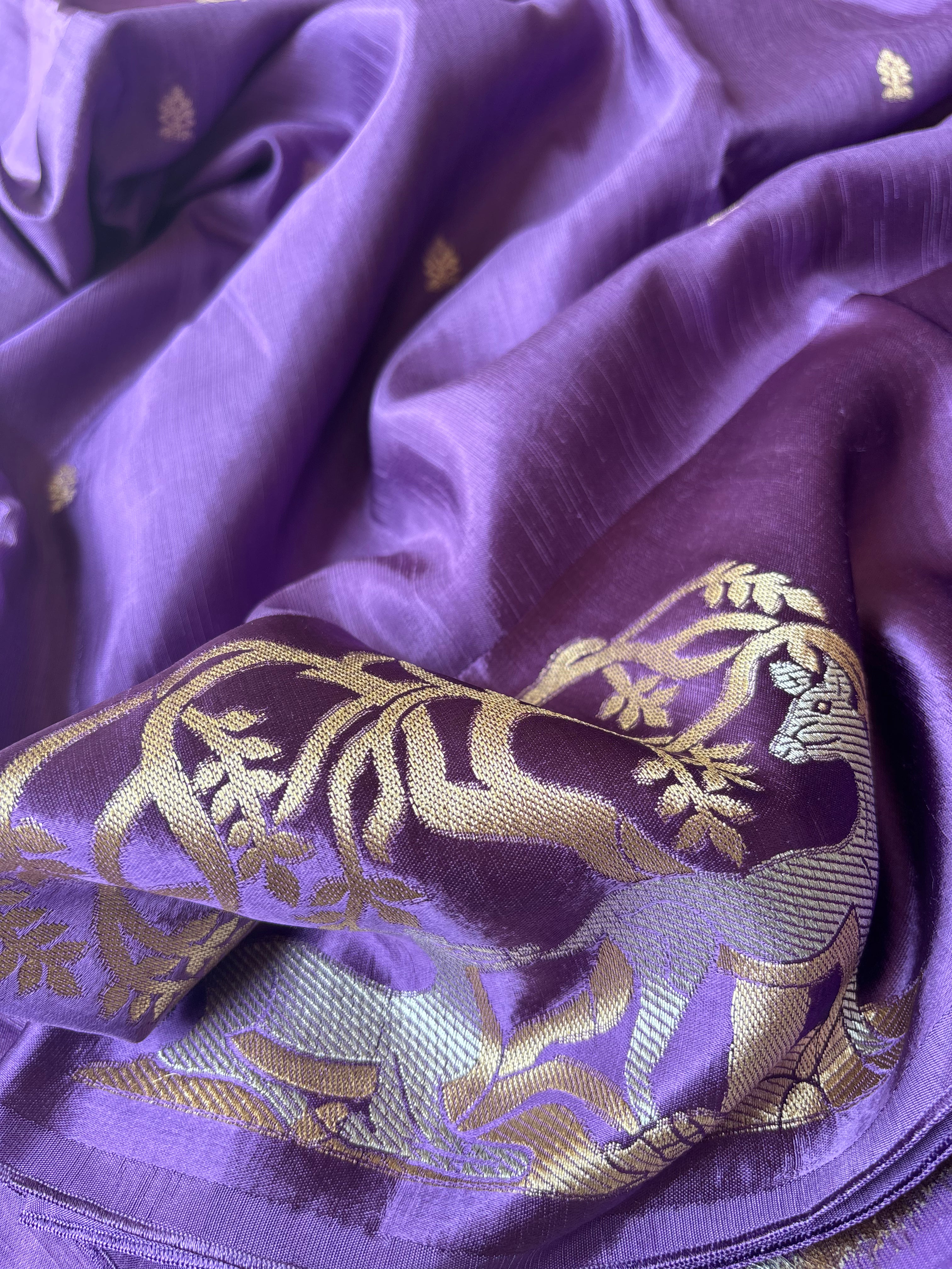 Purple Mashru Silk Saree
