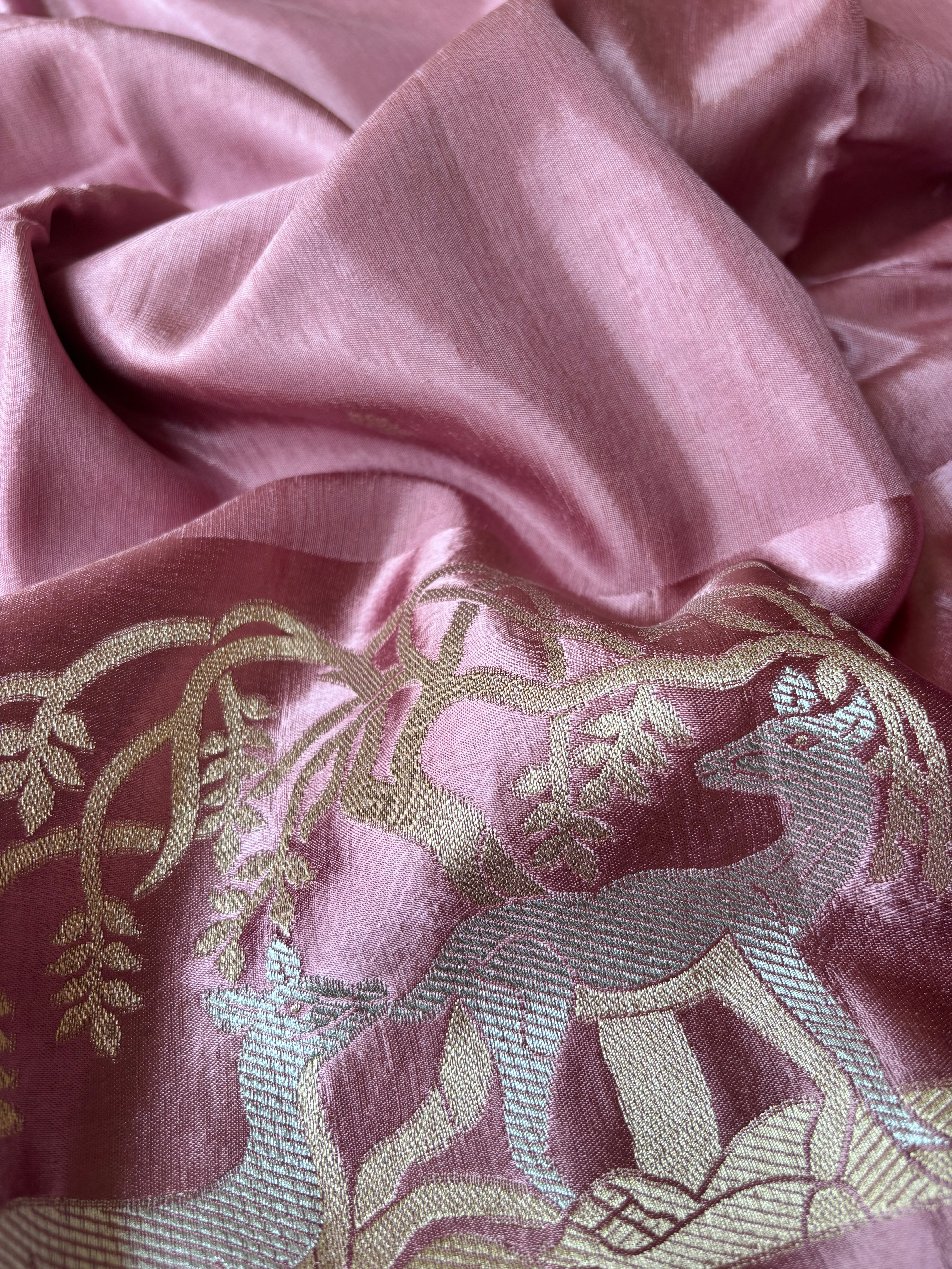 Peach Mashru Silk Saree