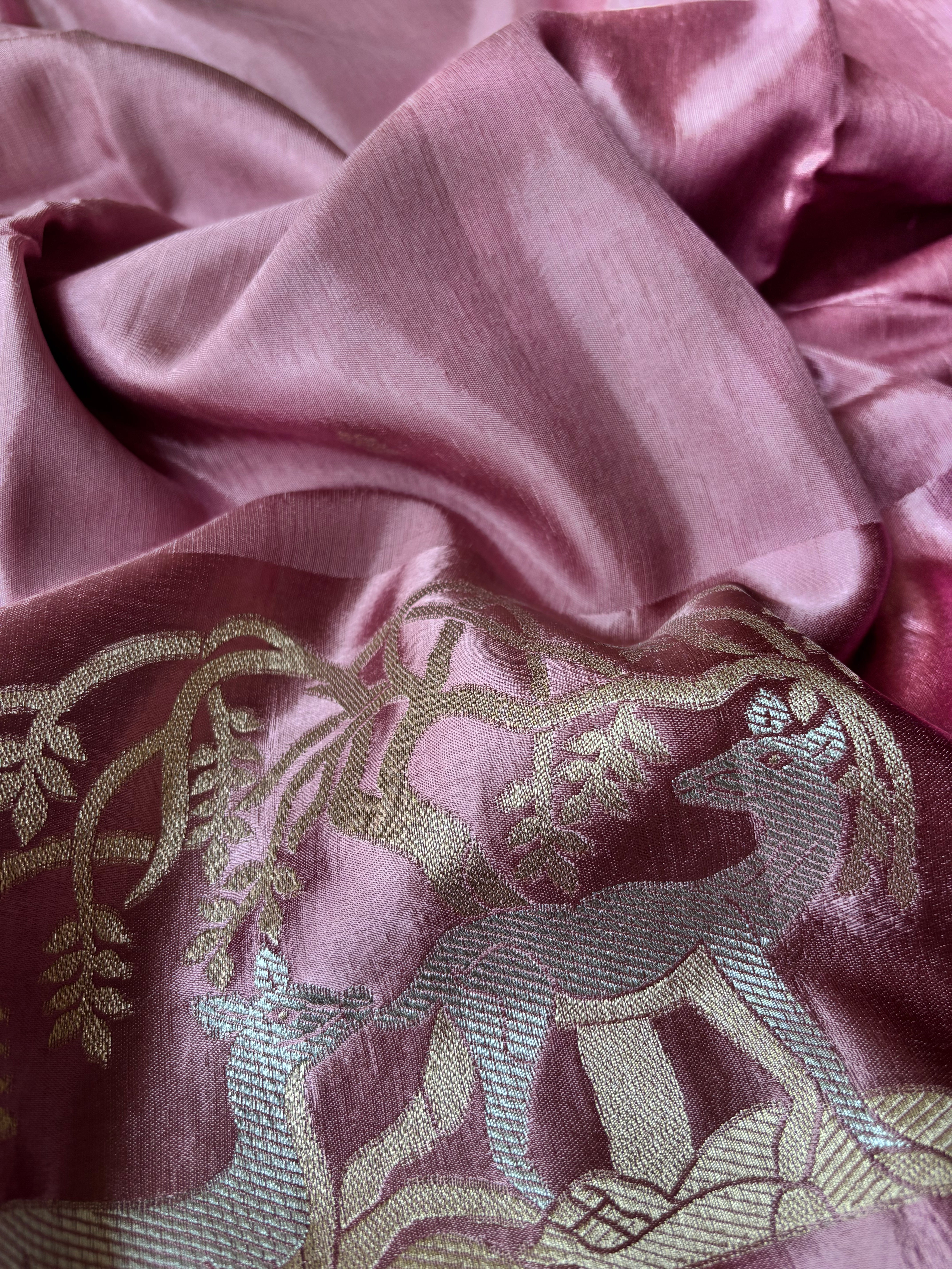Peach Mashru Silk Saree