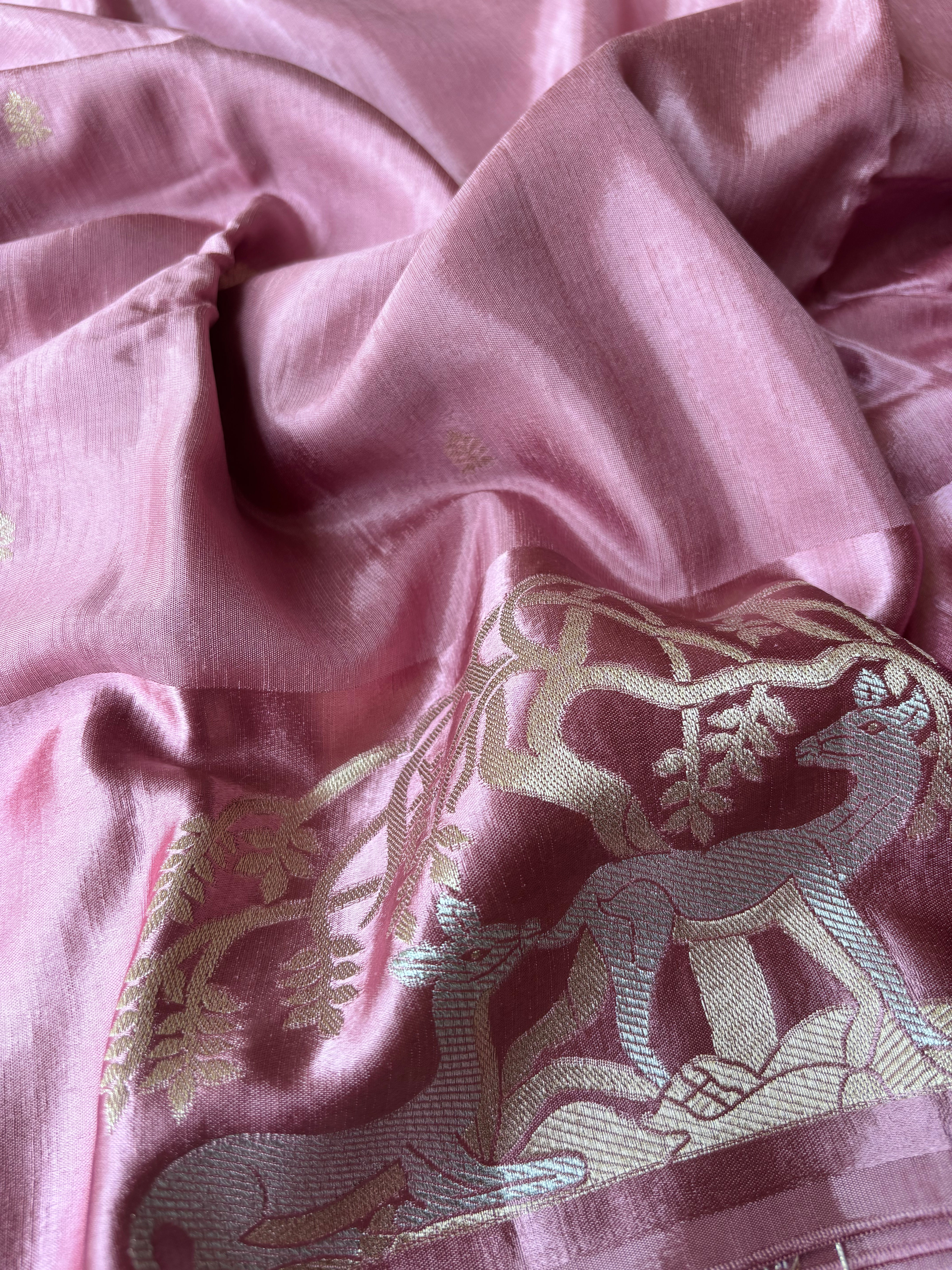 Peach Mashru Silk Saree