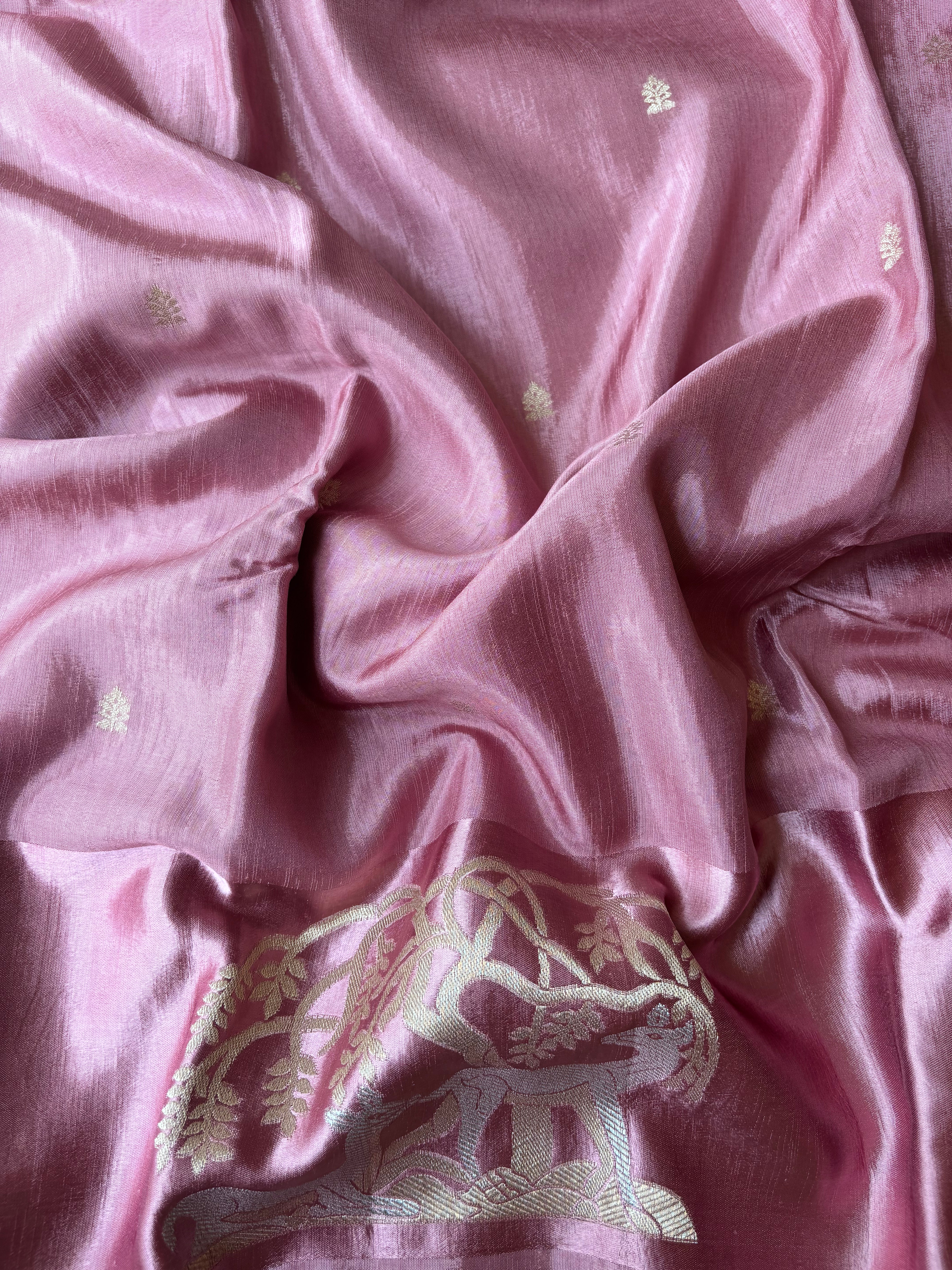 Peach Mashru Silk Saree