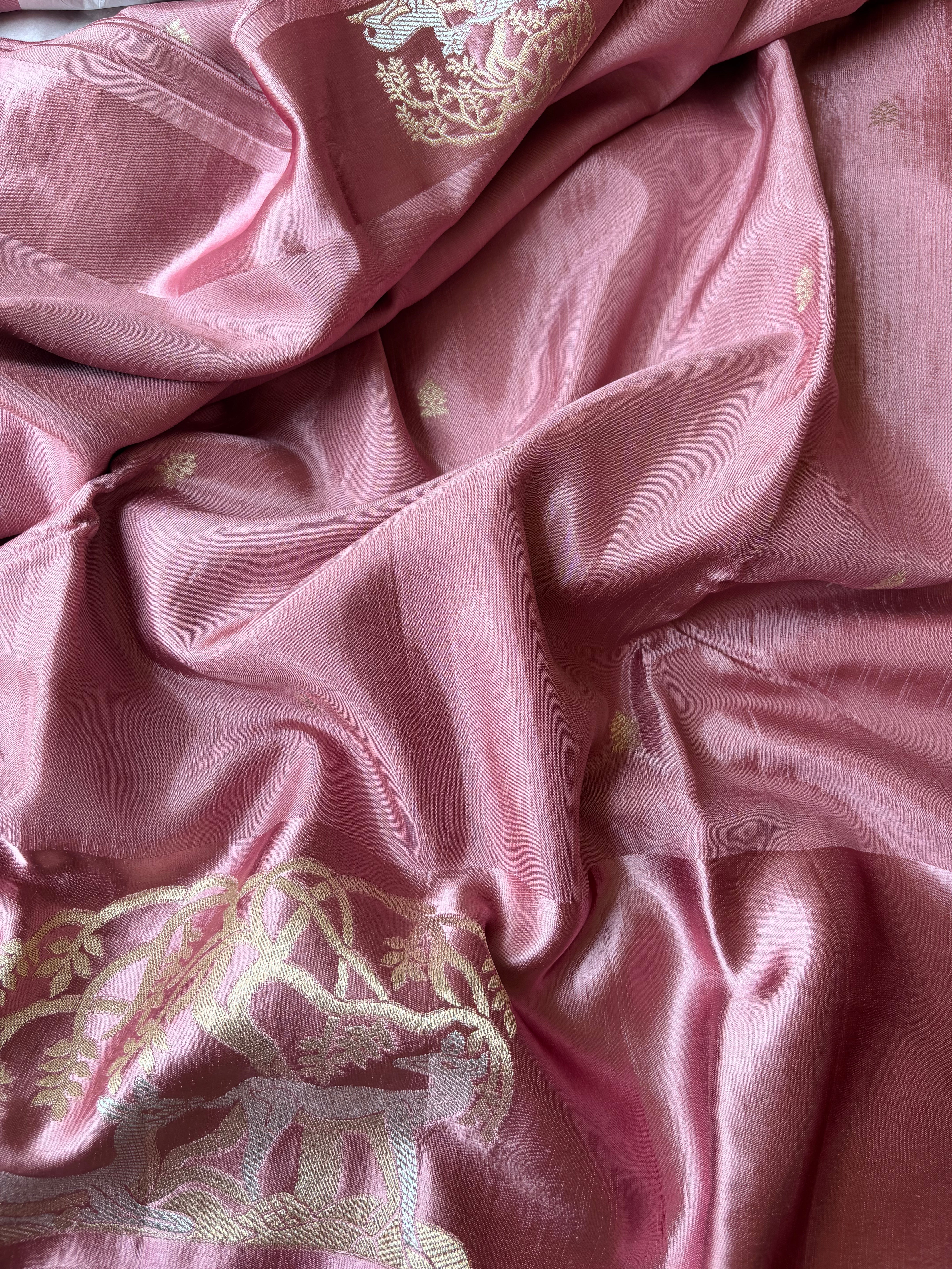 Peach Mashru Silk Saree