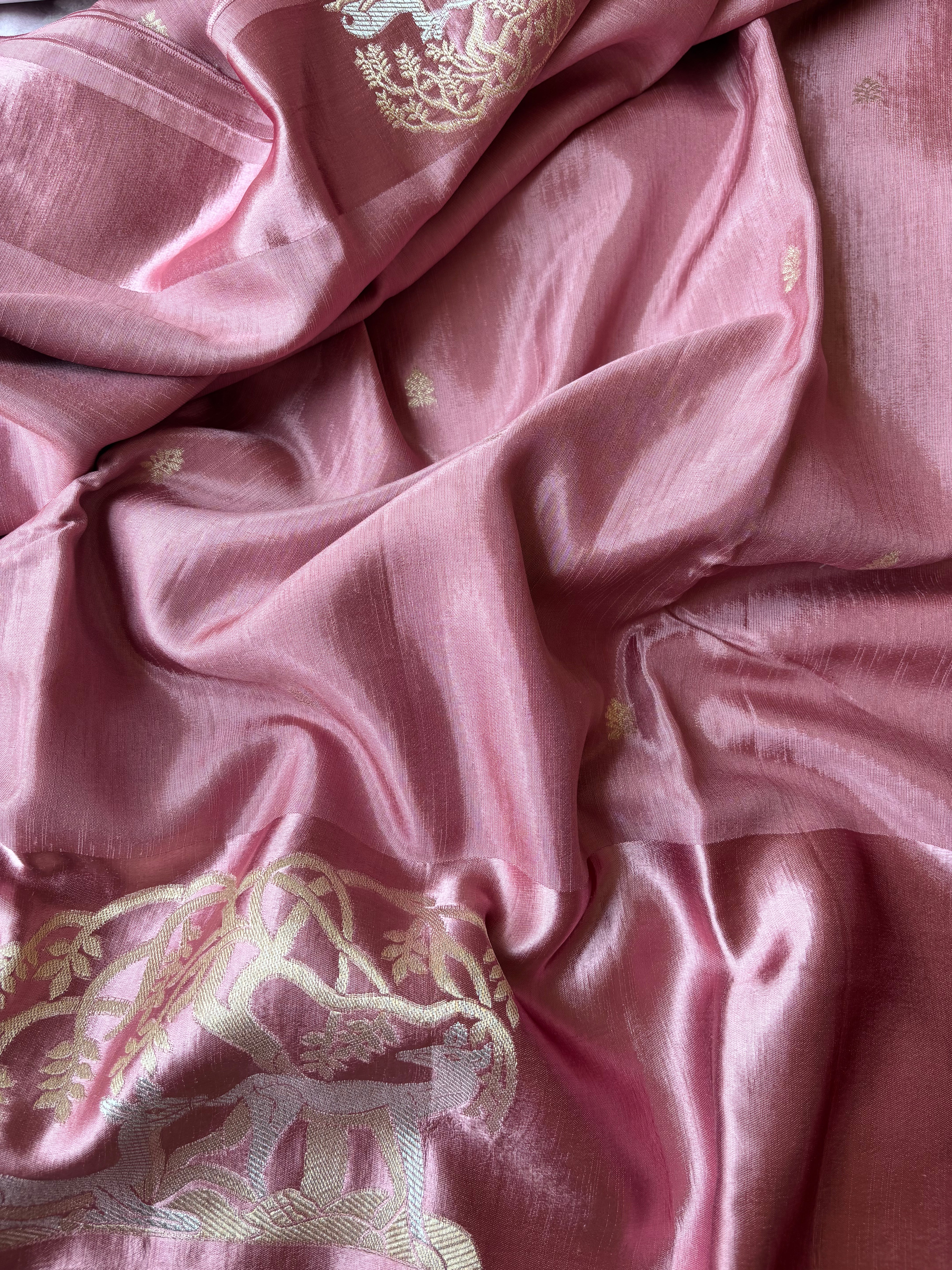 Peach Mashru Silk Saree