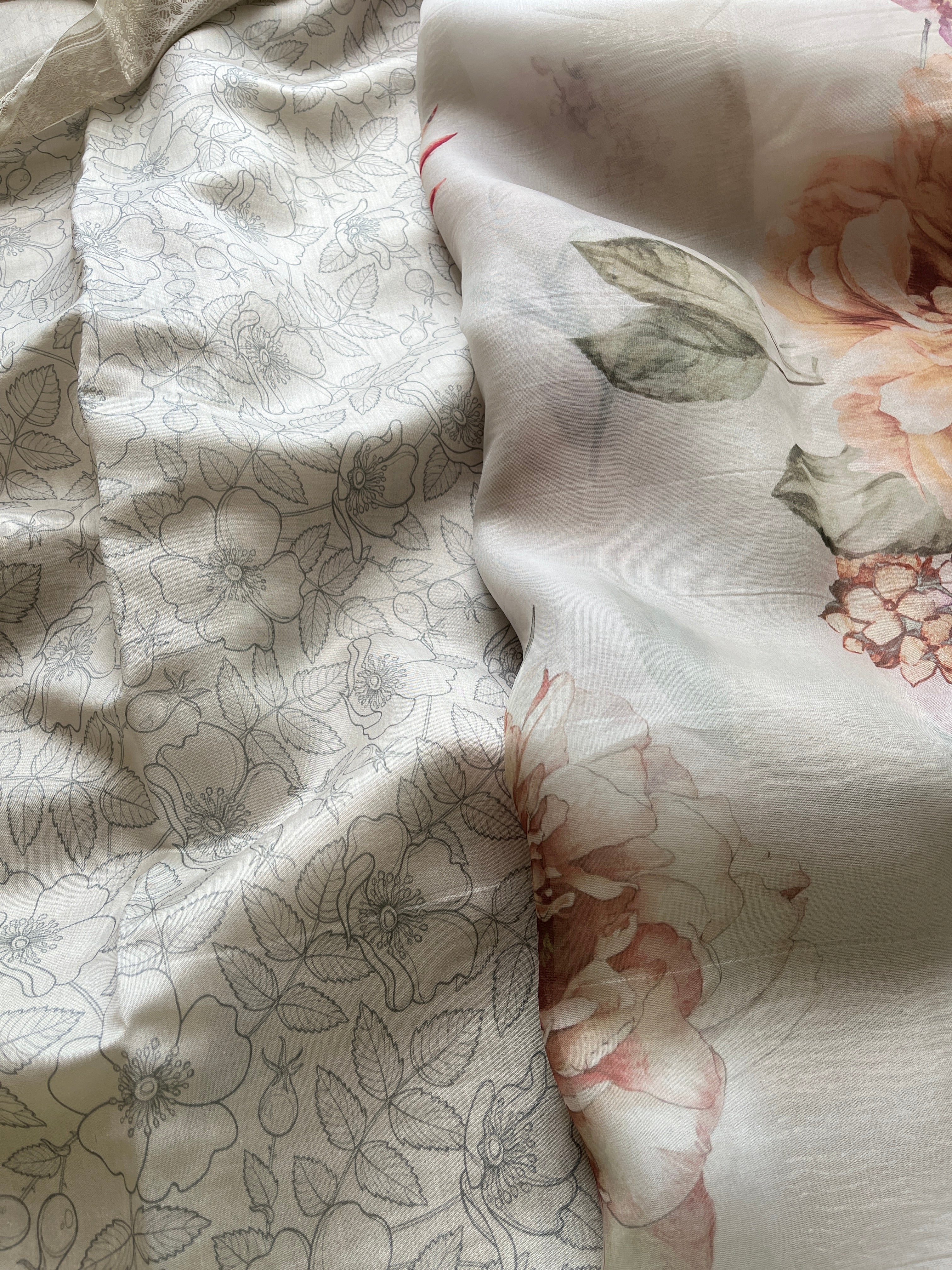 White Floral Organza Saree