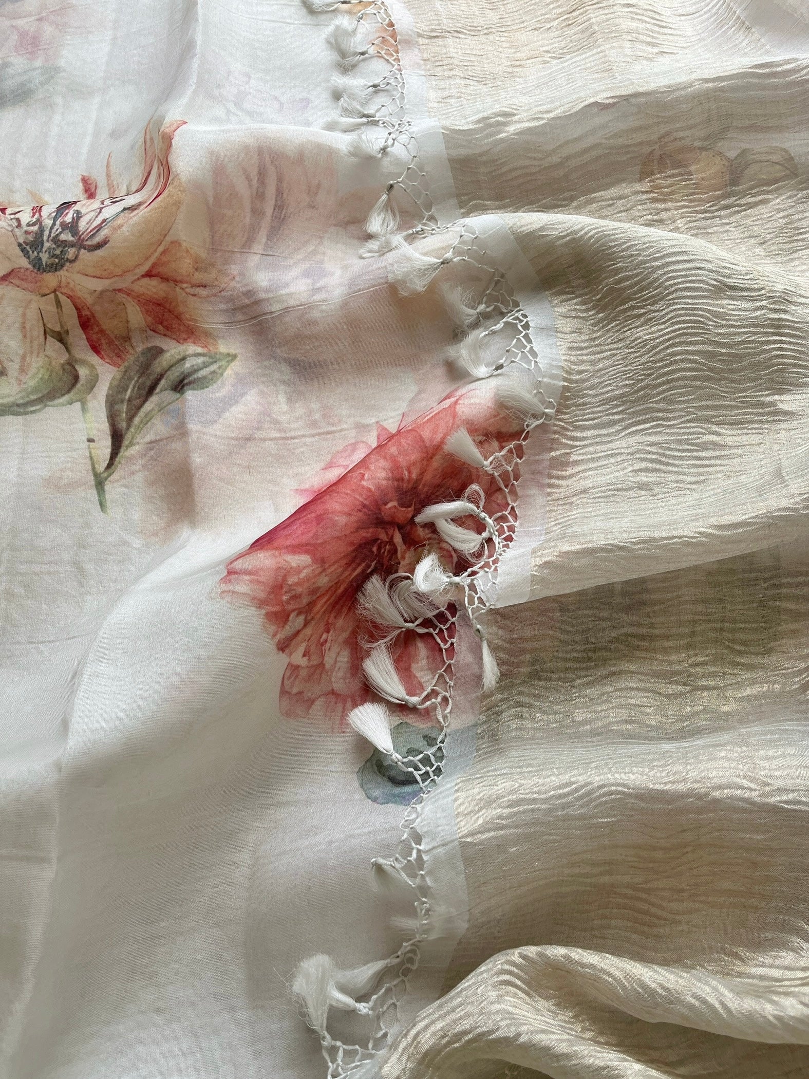 White Floral Organza Saree