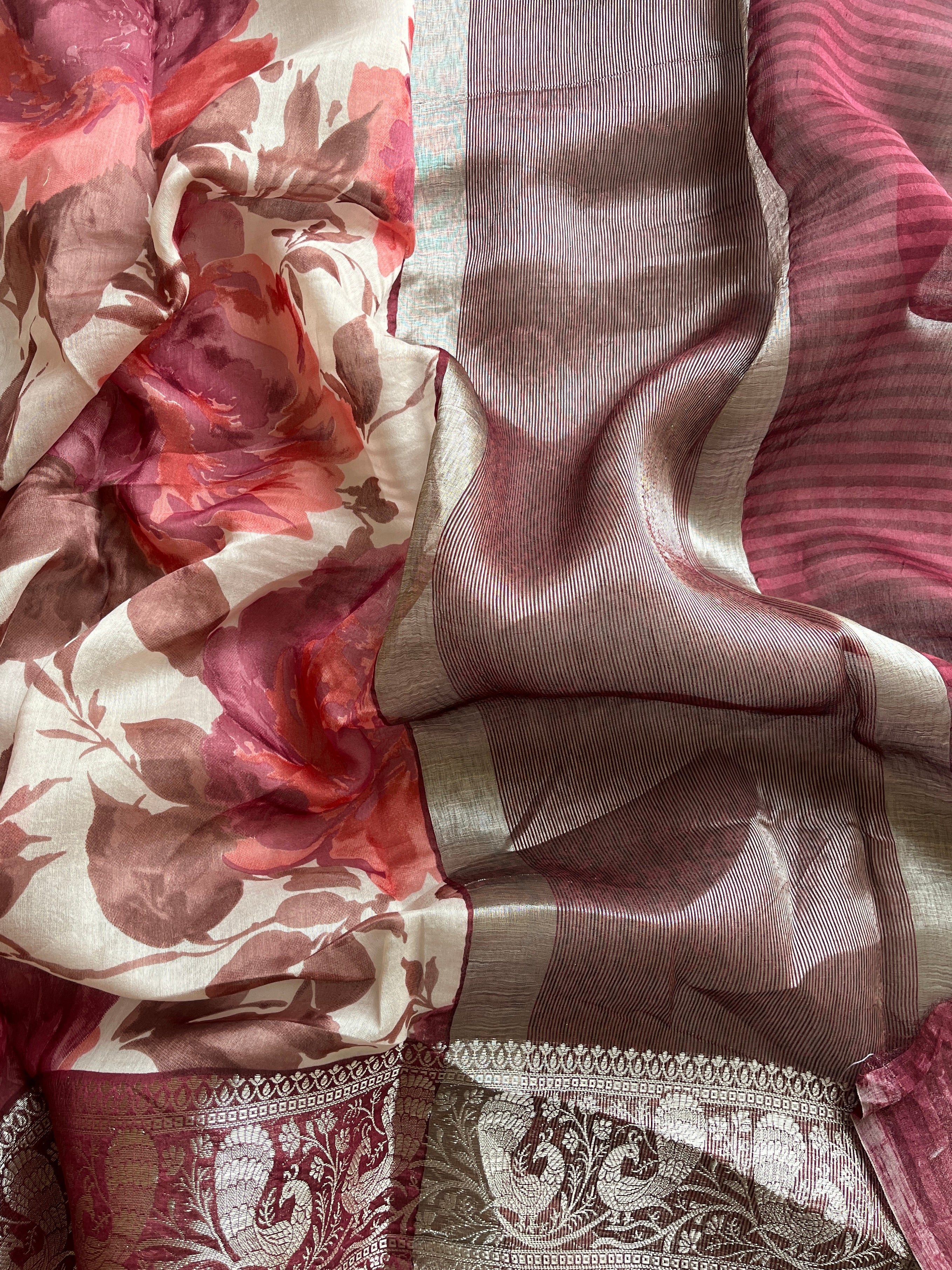 Onion Pink Chanderi floral saree