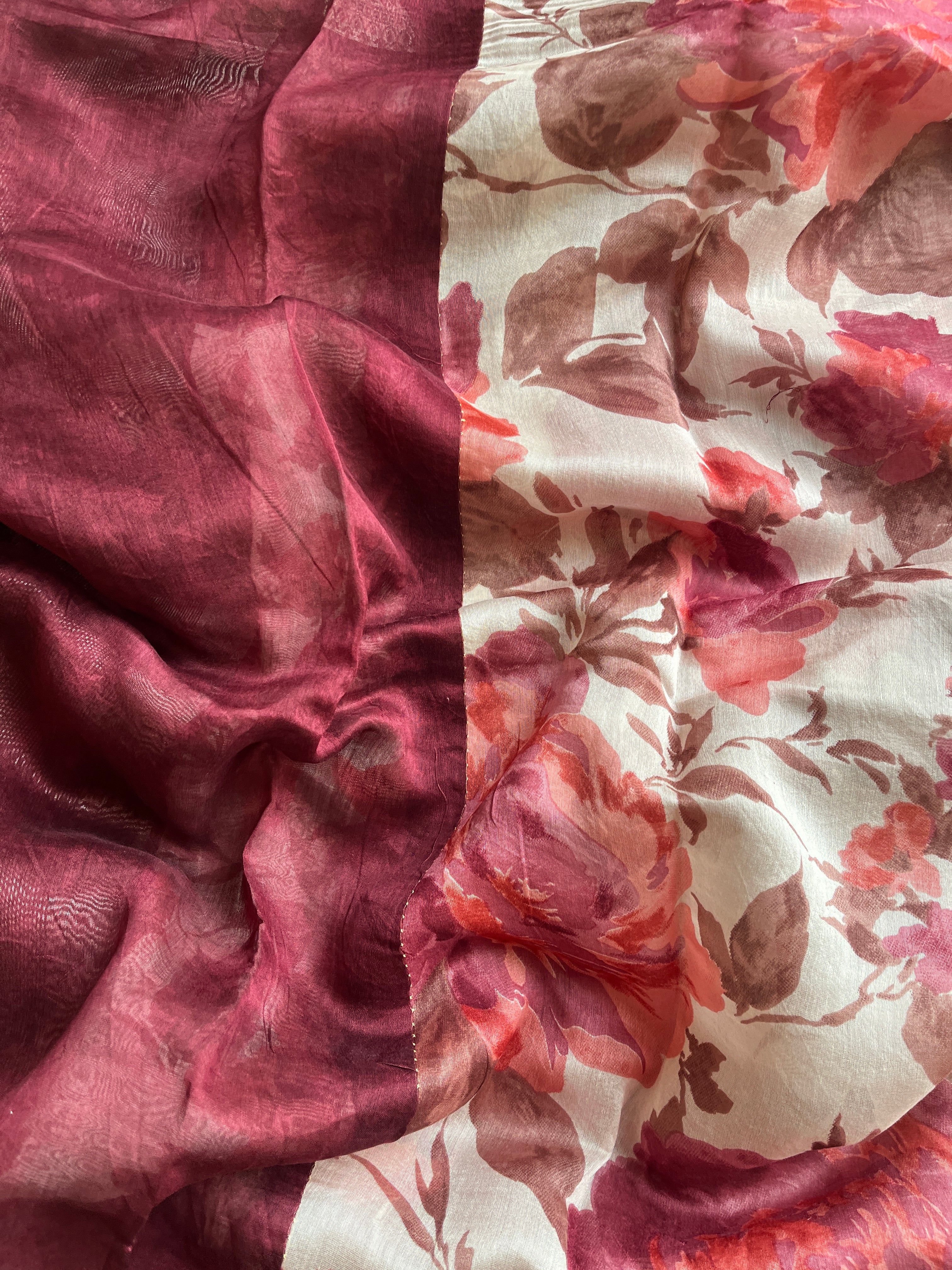 Onion Pink Chanderi floral saree