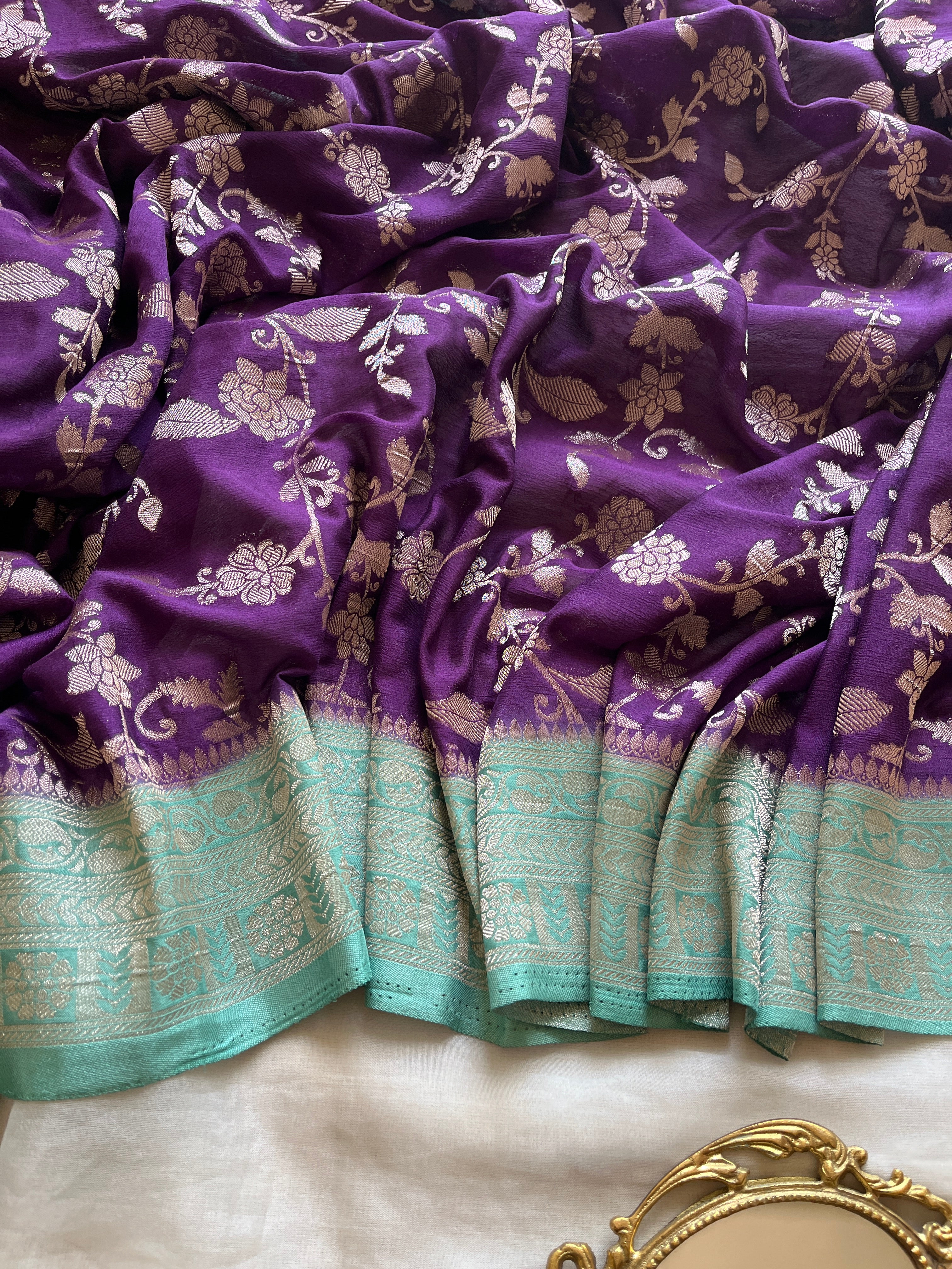 Purple Georgette Banarasi Saree