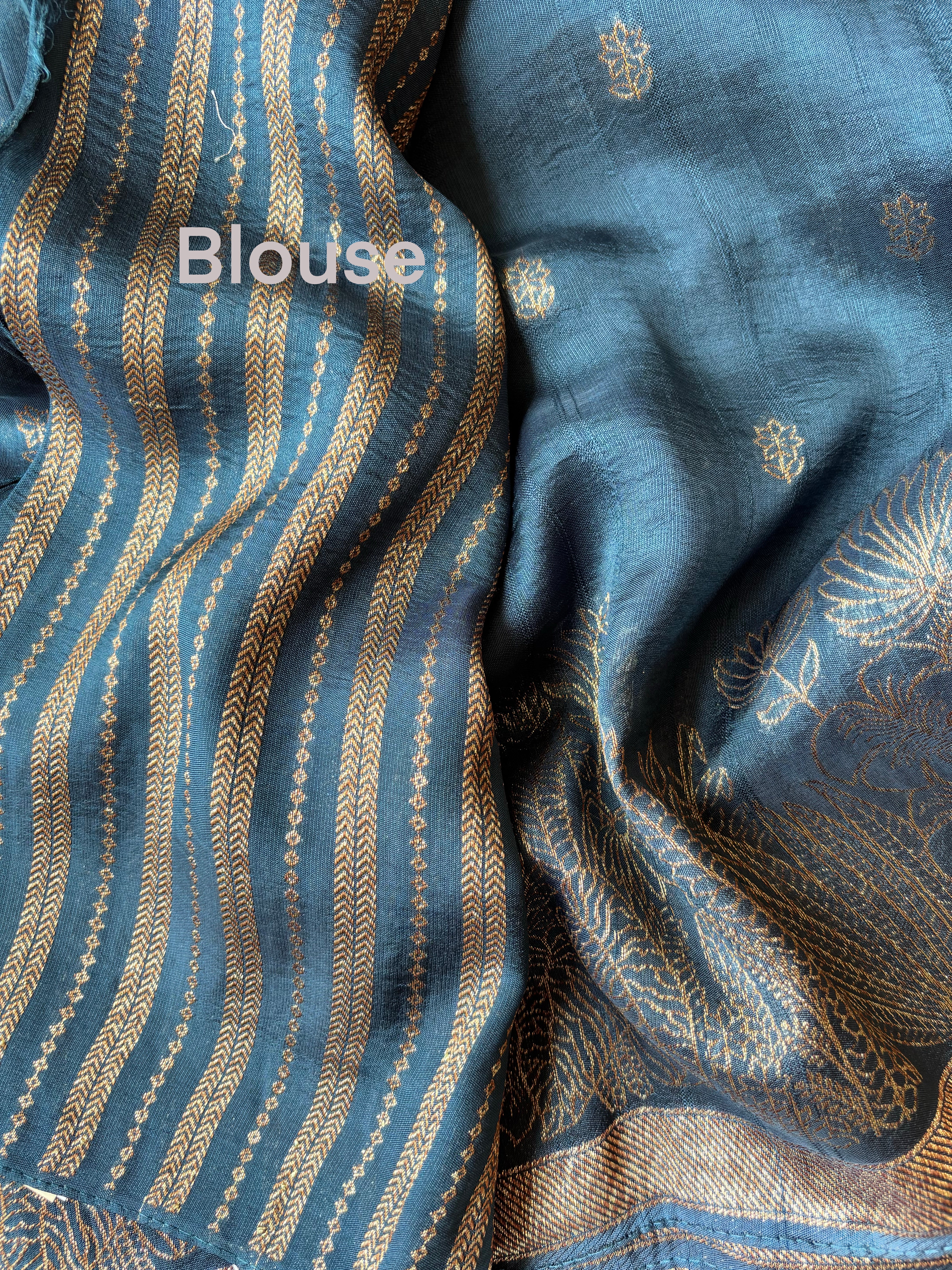 Blue Blended Raw Silk Saree