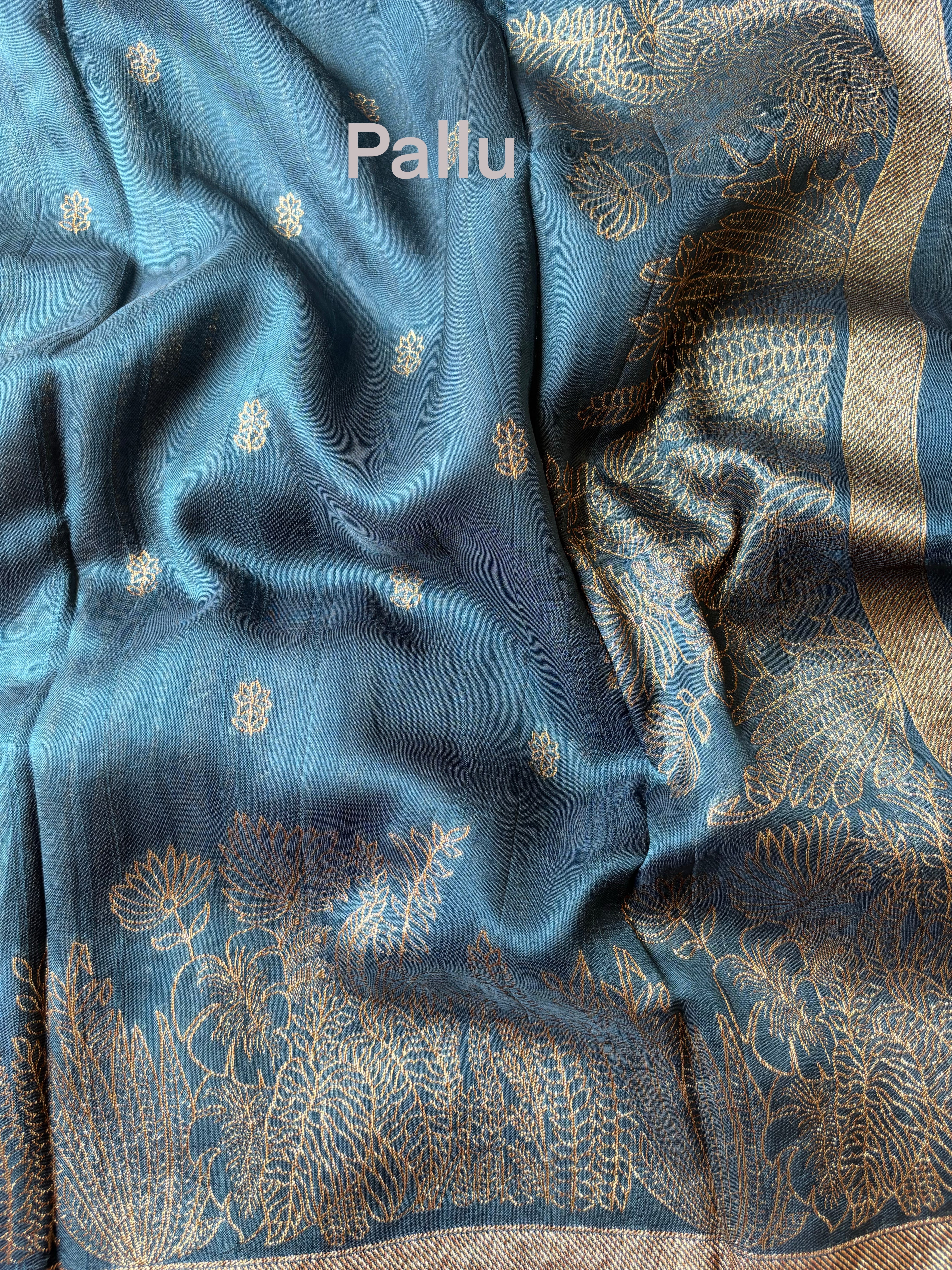 Blue Blended Raw Silk Saree