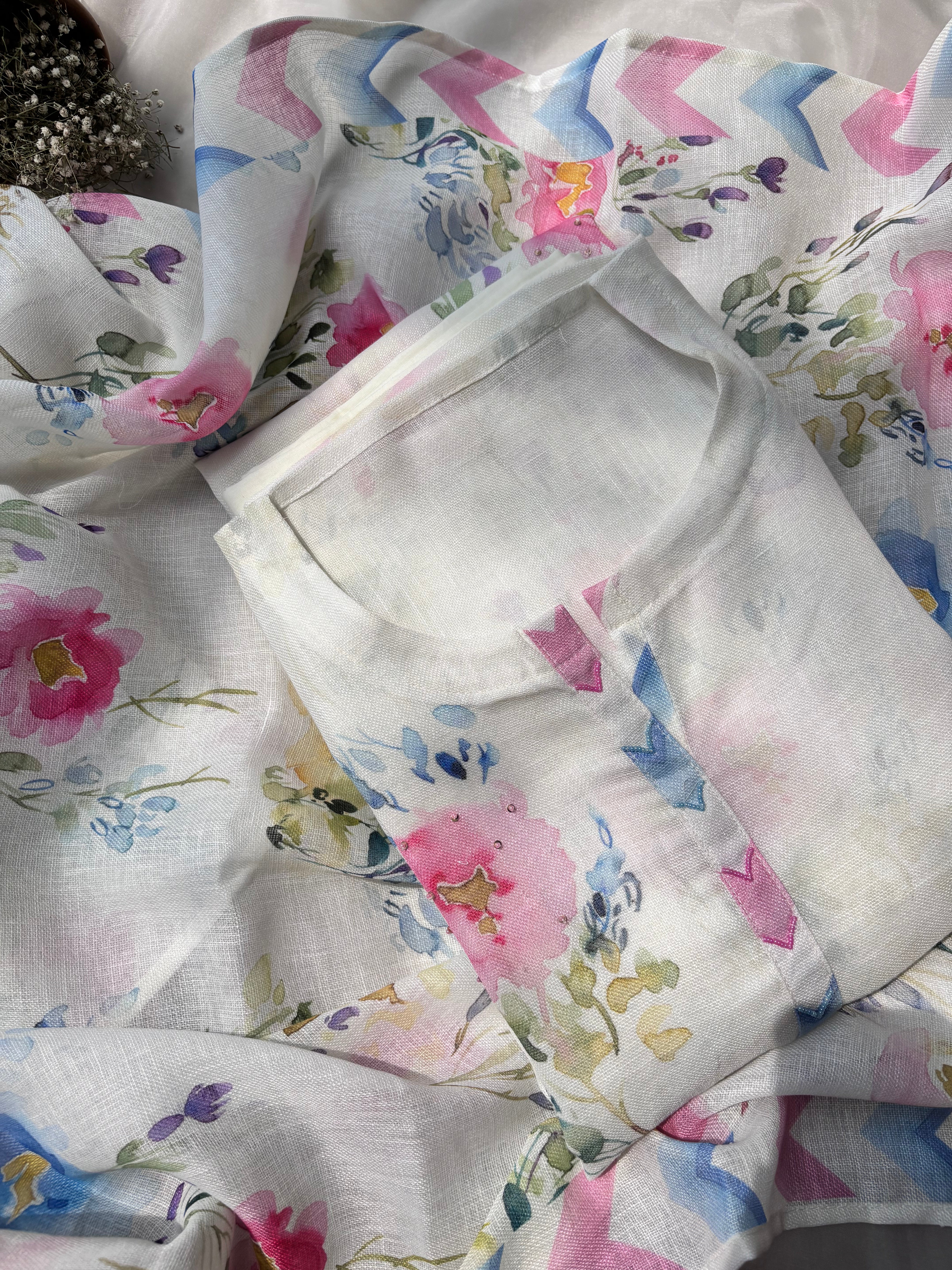 Floral linen cotton salwar suit
