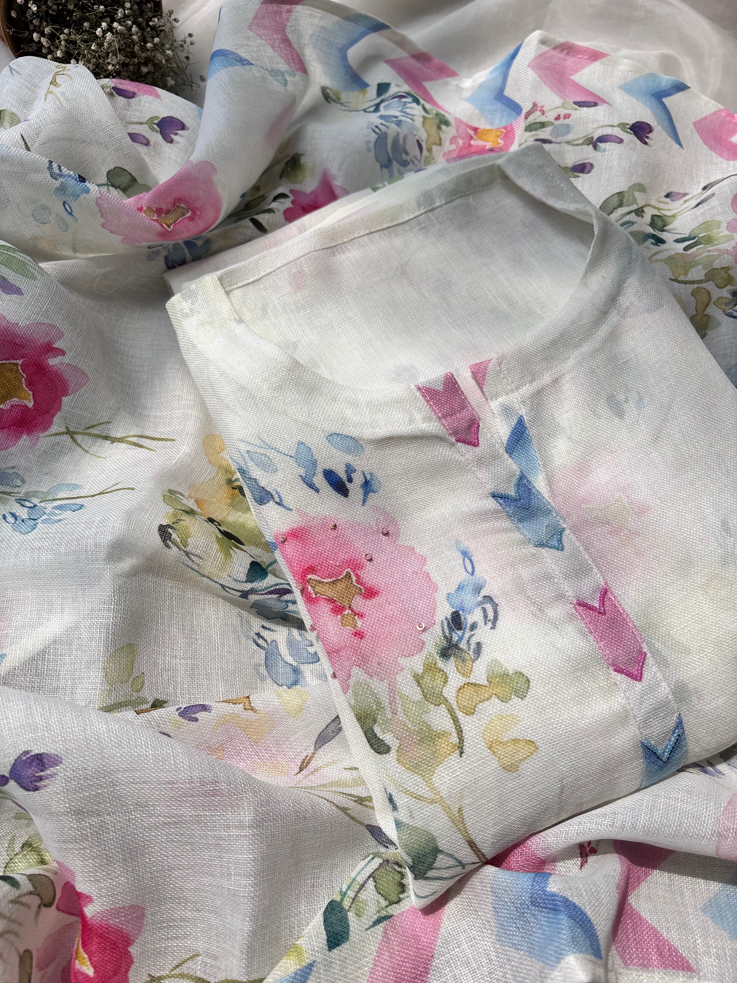 Floral linen cotton salwar suit