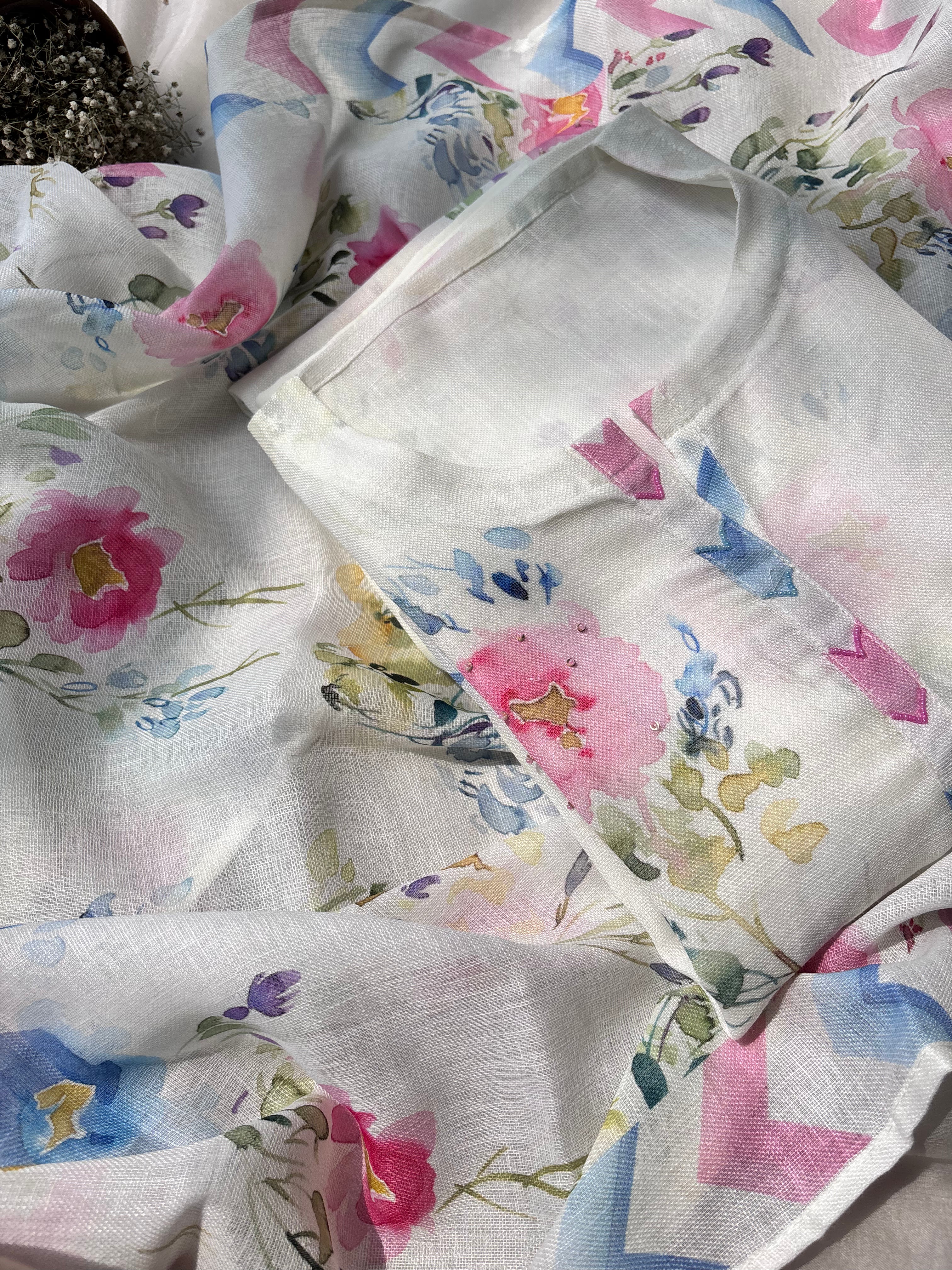 Floral linen cotton salwar suit