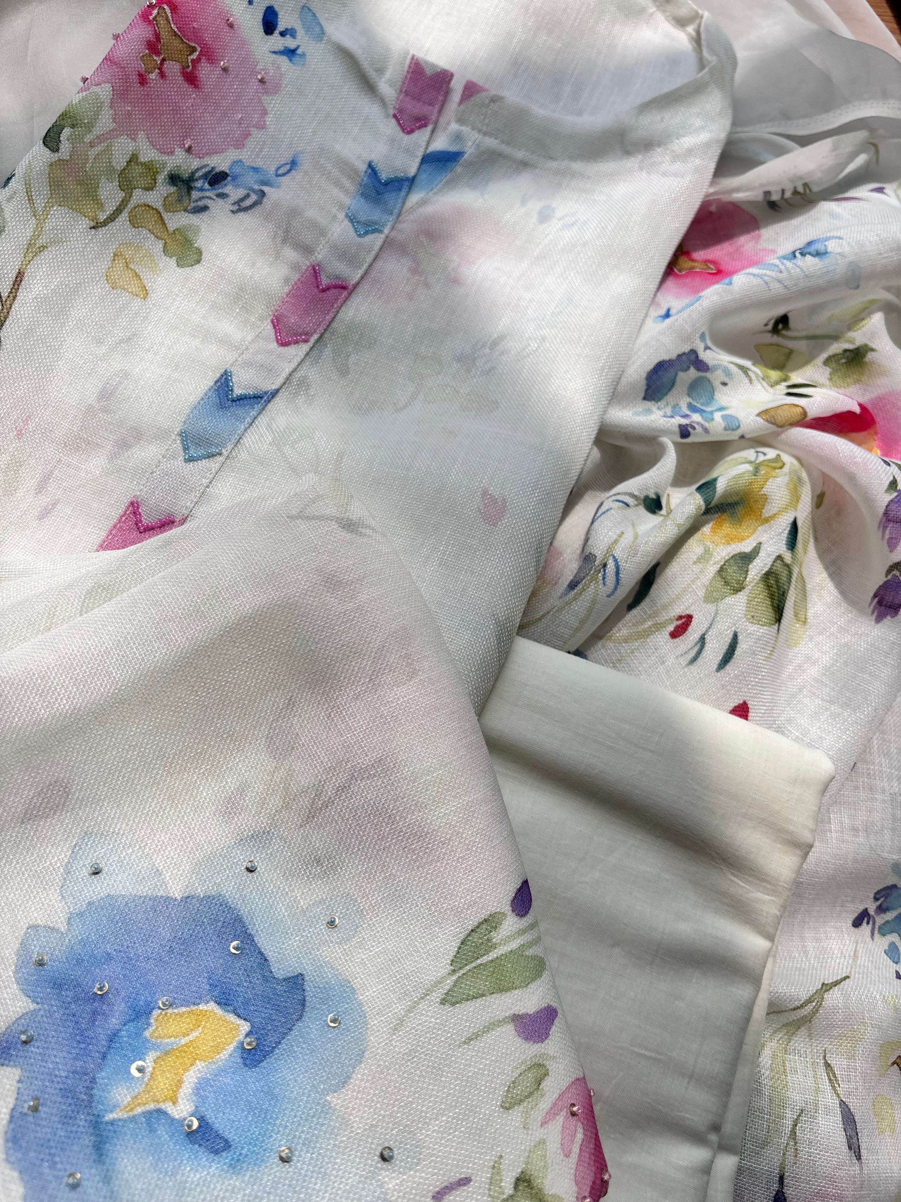 Floral linen cotton salwar suit