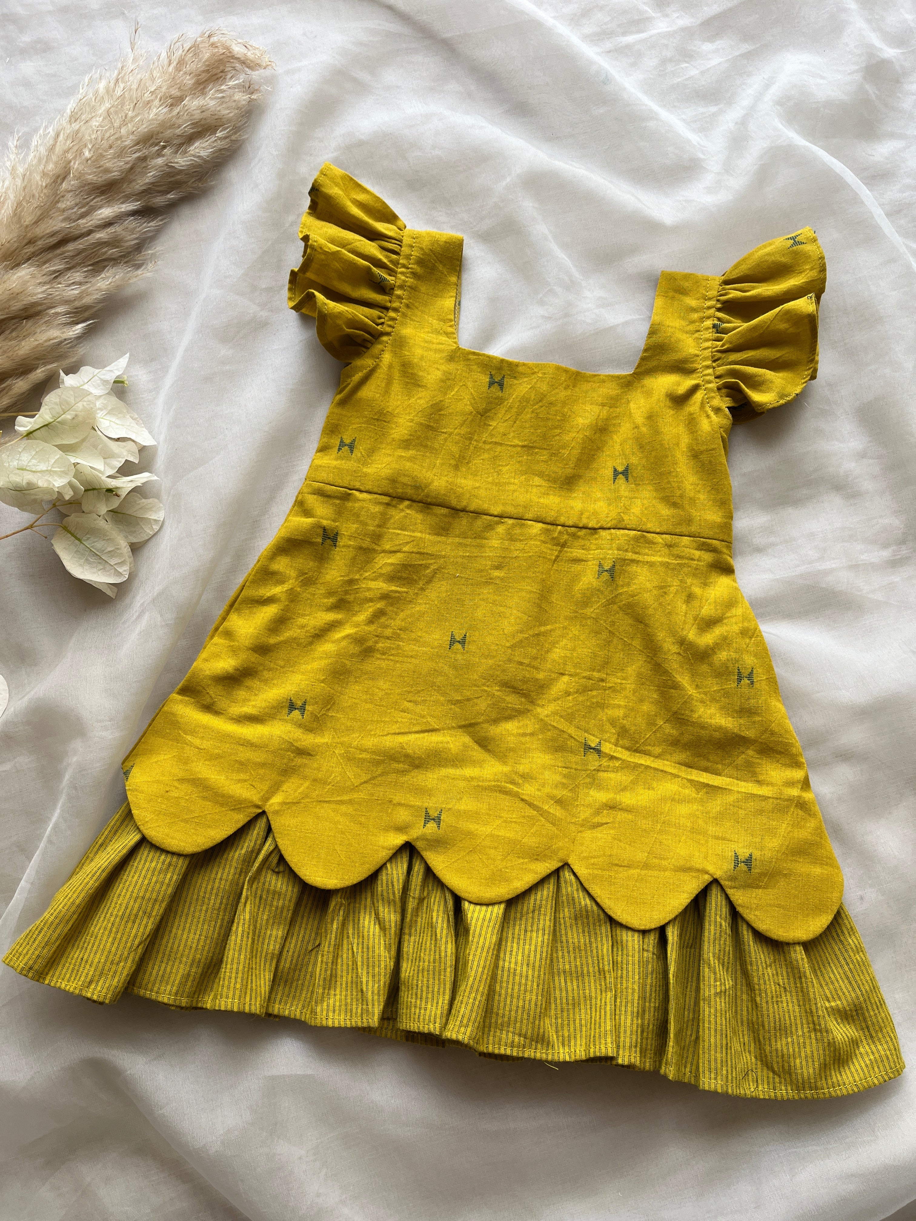 Mustard Yellow Scallop Frock