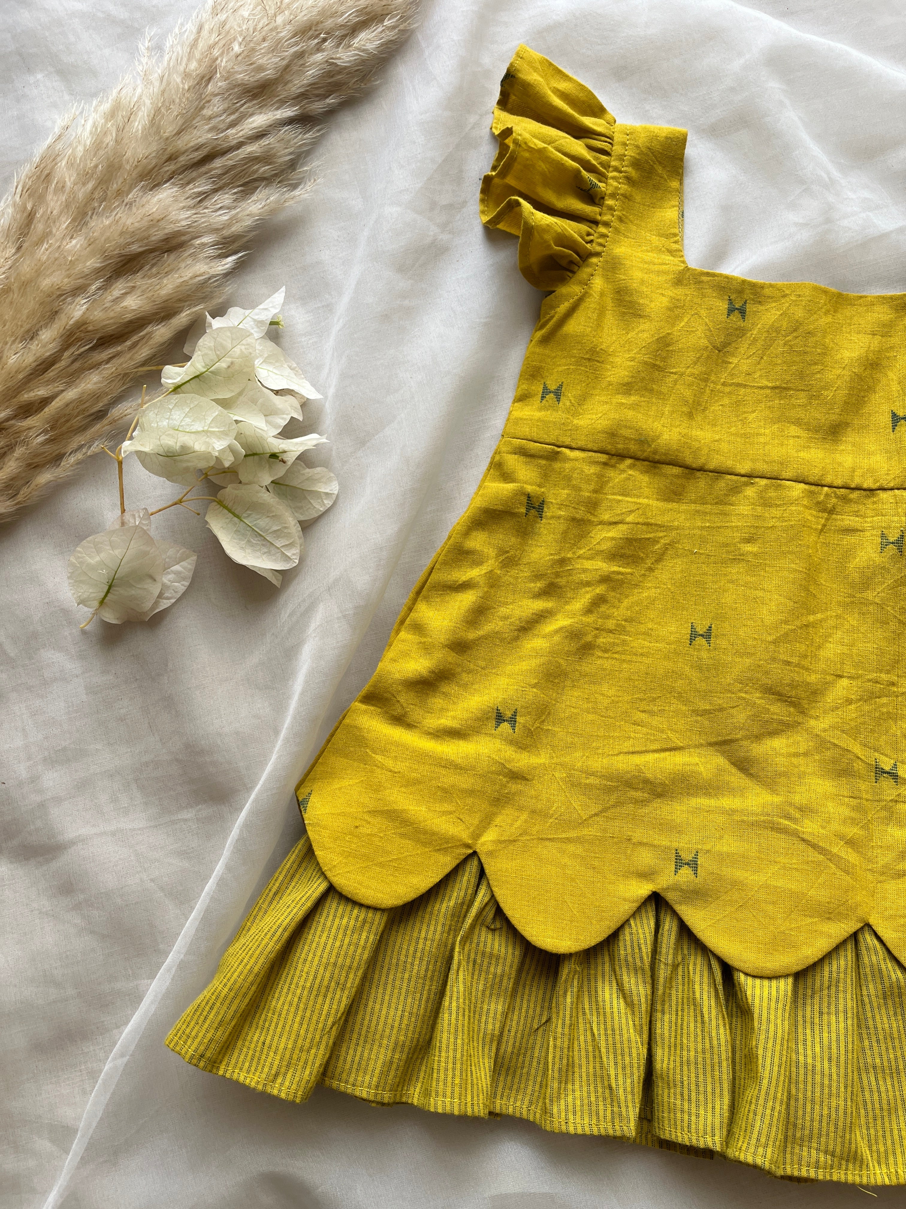 Mustard Yellow Scallop Frock