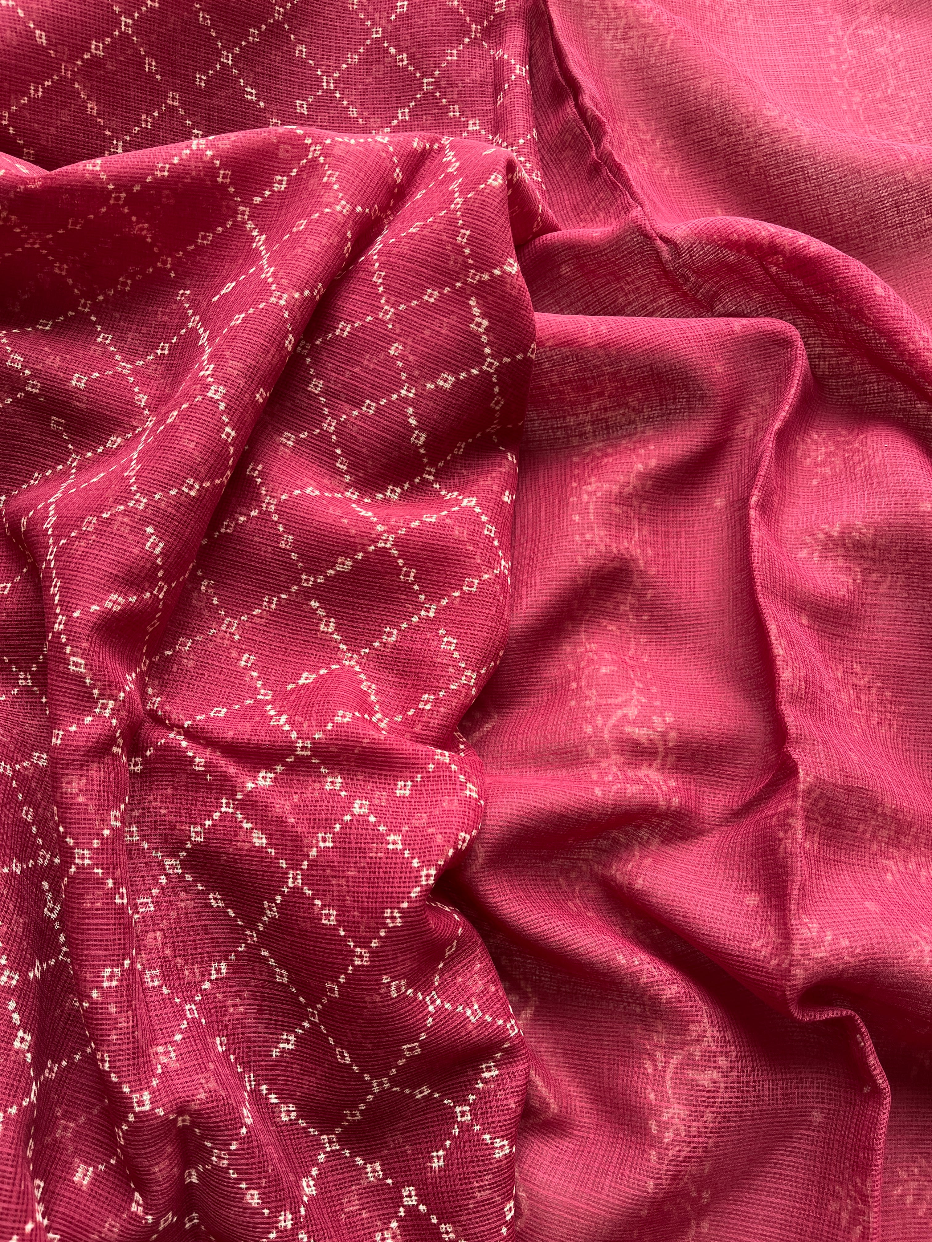 Maroon Pure Kota Doria cotton saree