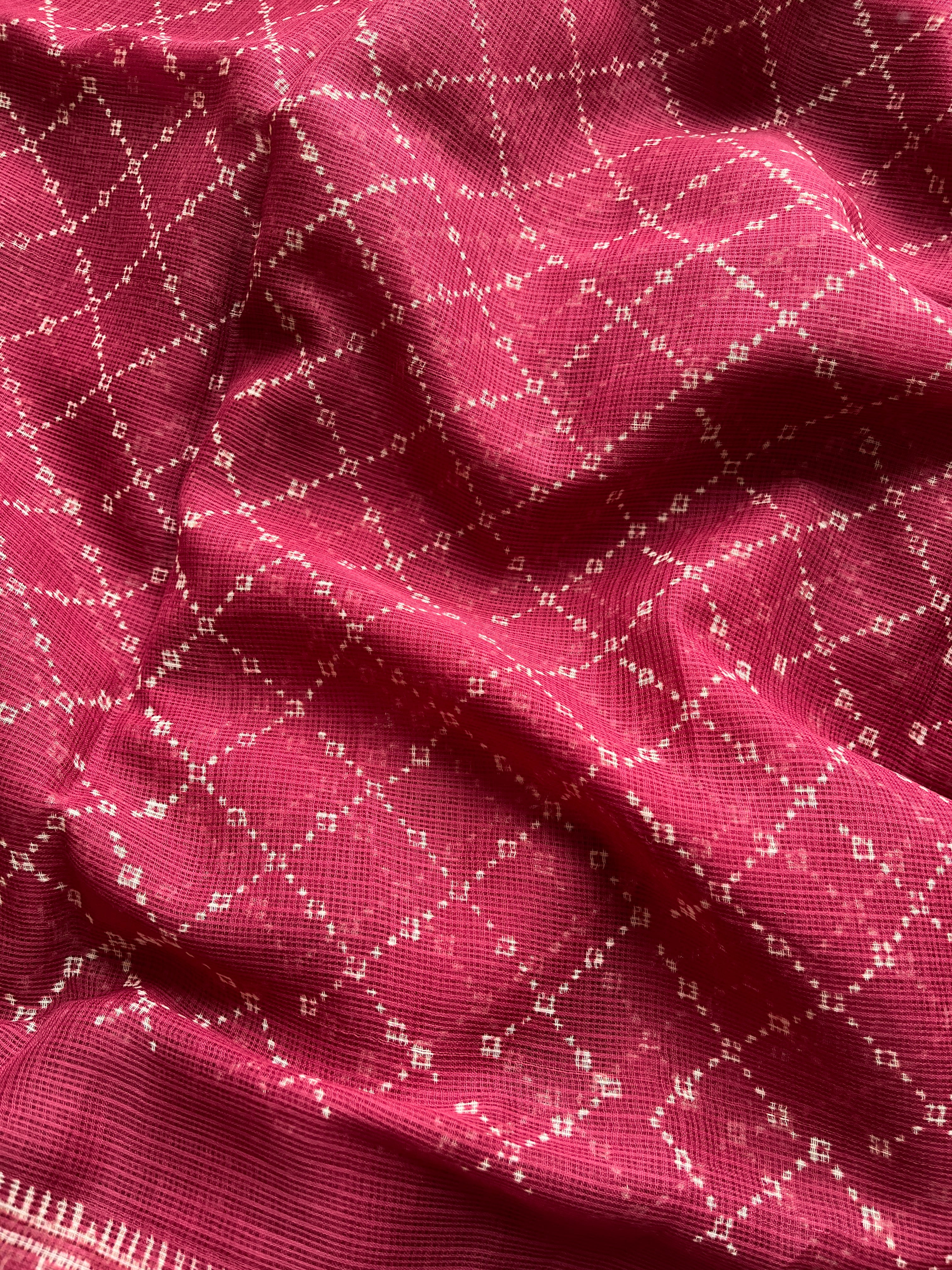 Maroon Pure Kota Doria cotton saree