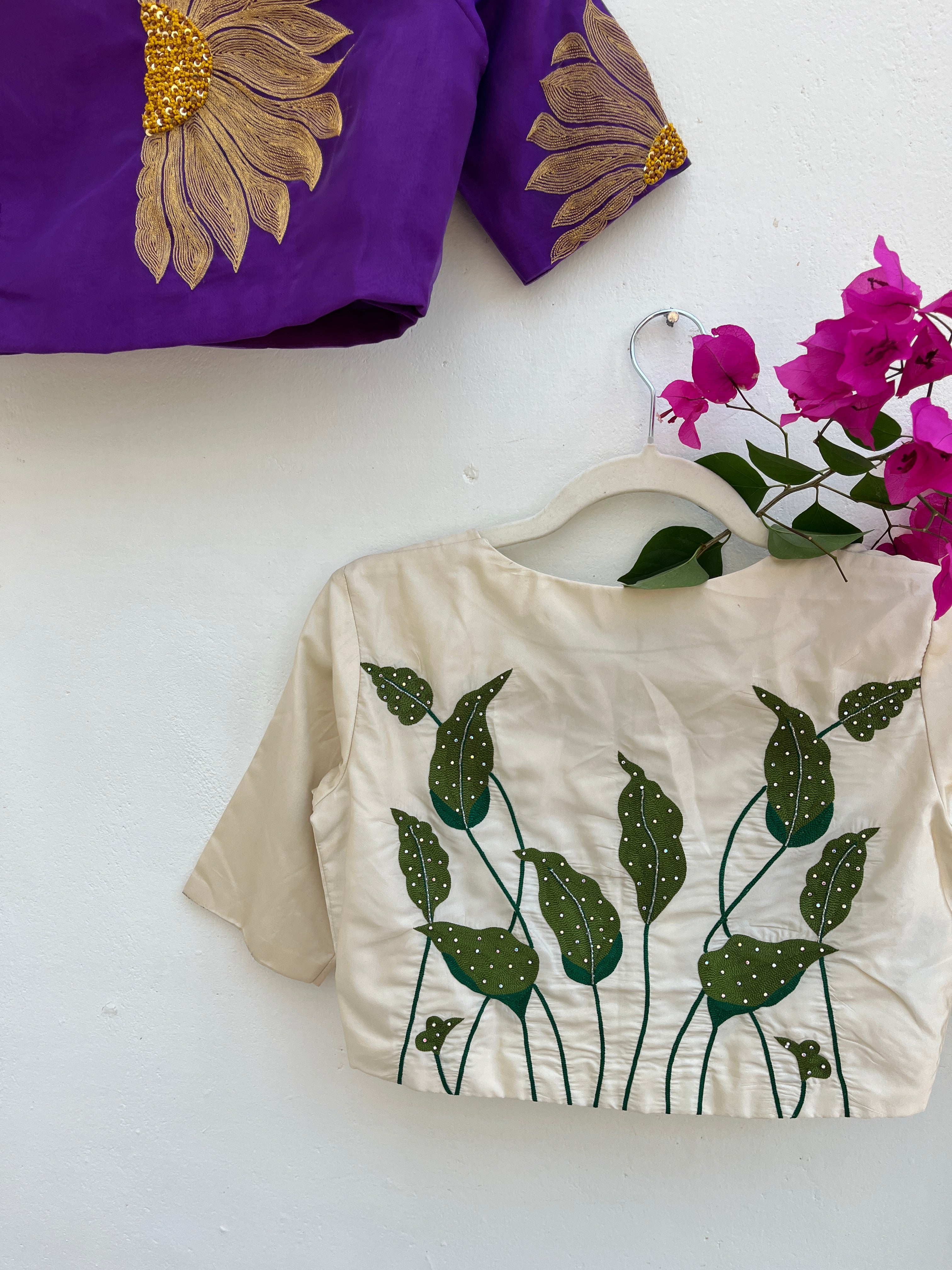 Purple sunflower readymade blouse