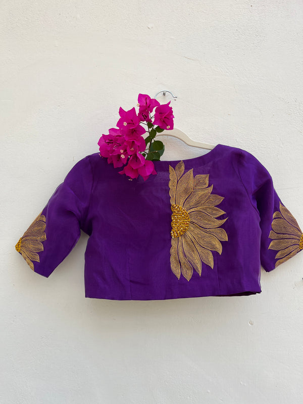 Purple sunflower readymade blouse