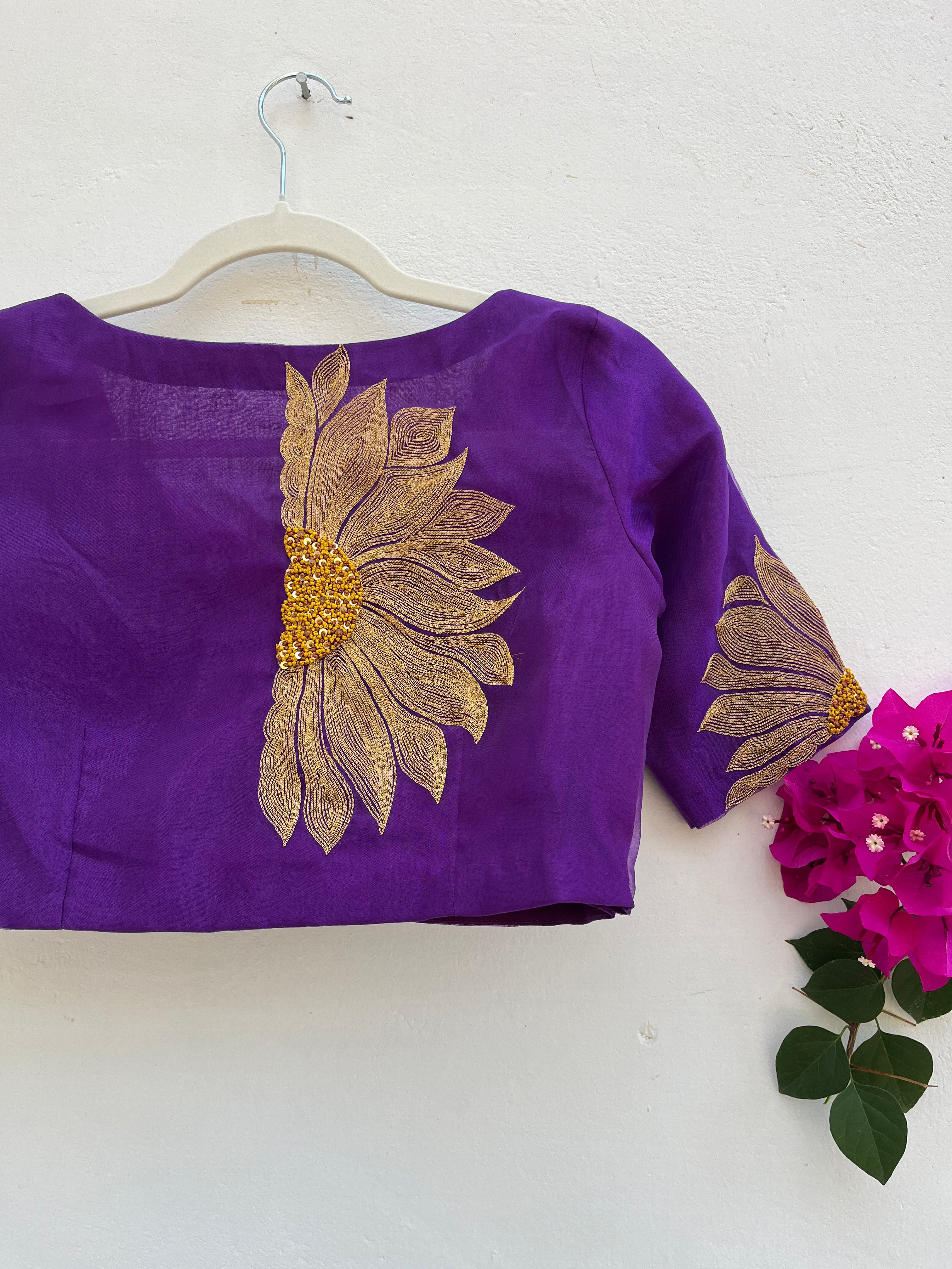 Purple sunflower readymade blouse