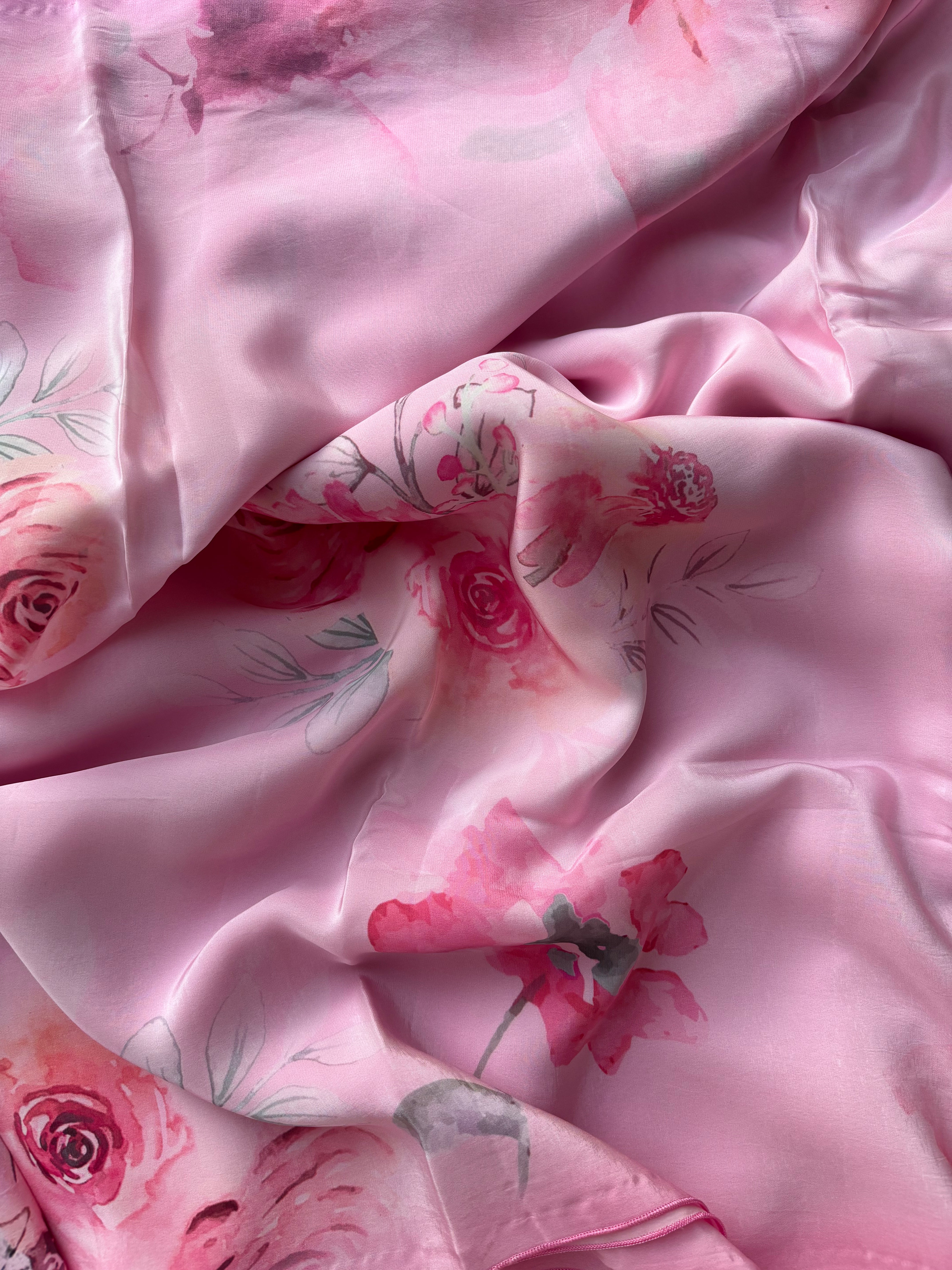 Pink Floral Crape Saree