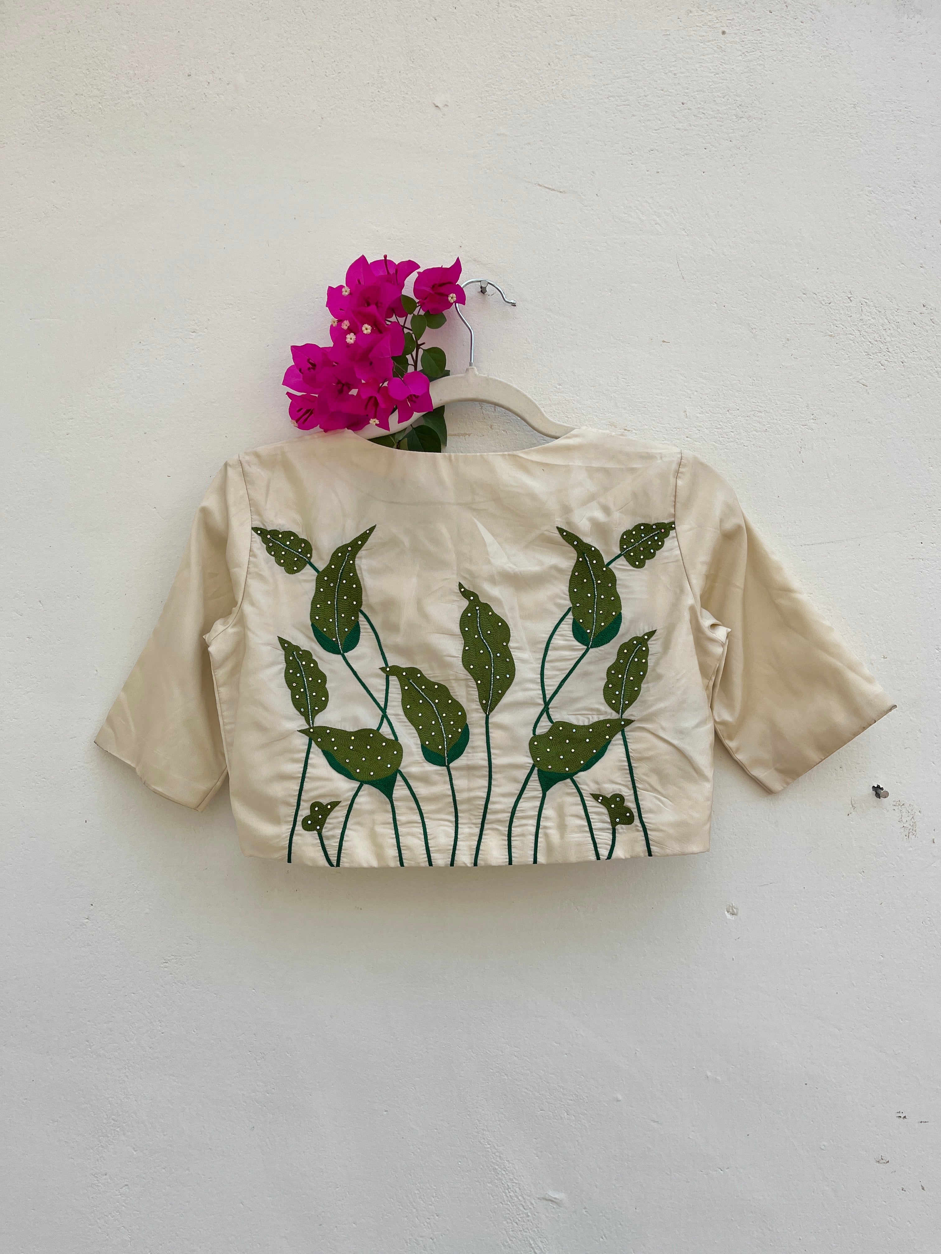 Cream-leaf readymade blouse