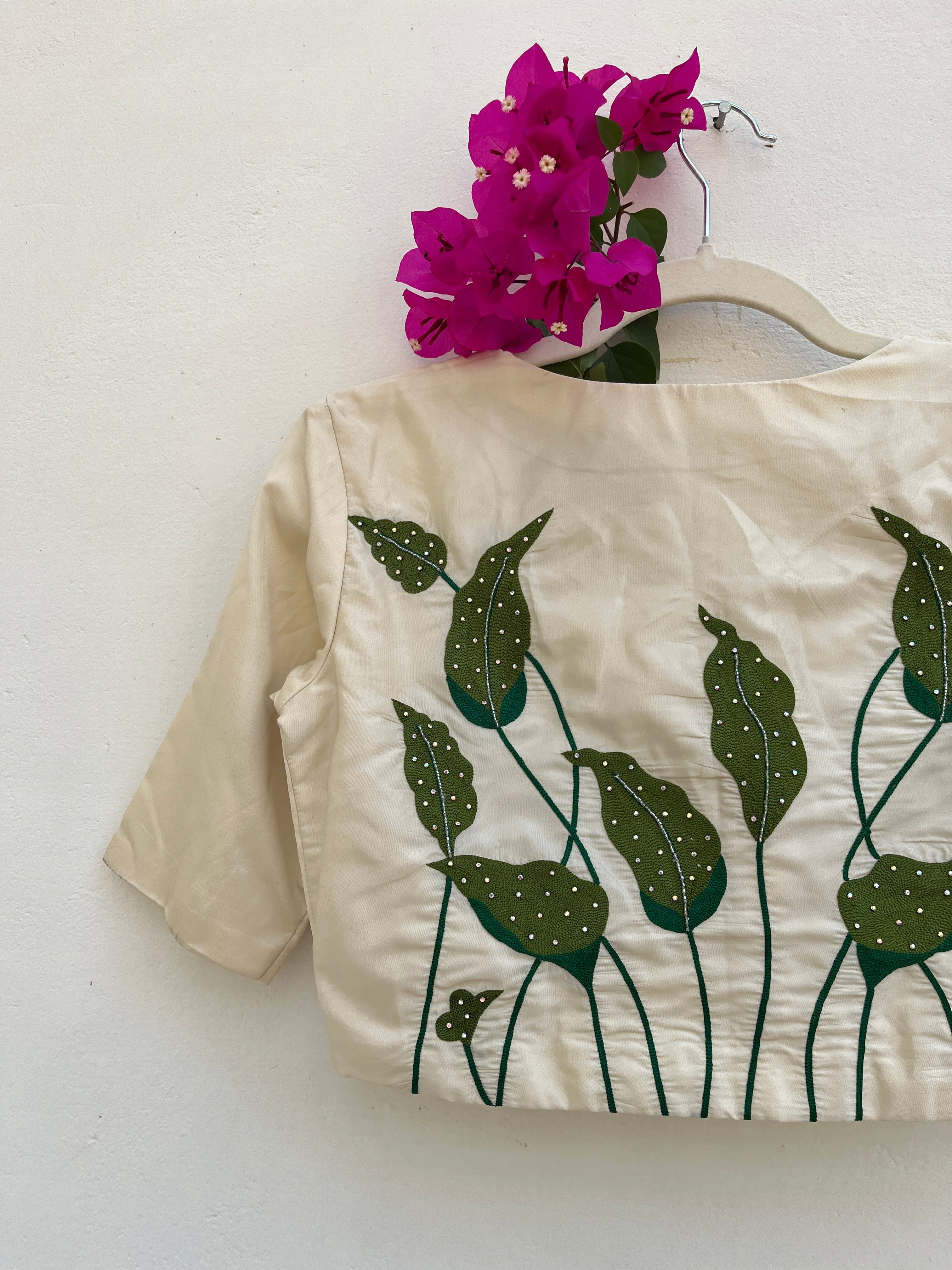 Cream-leaf readymade blouse