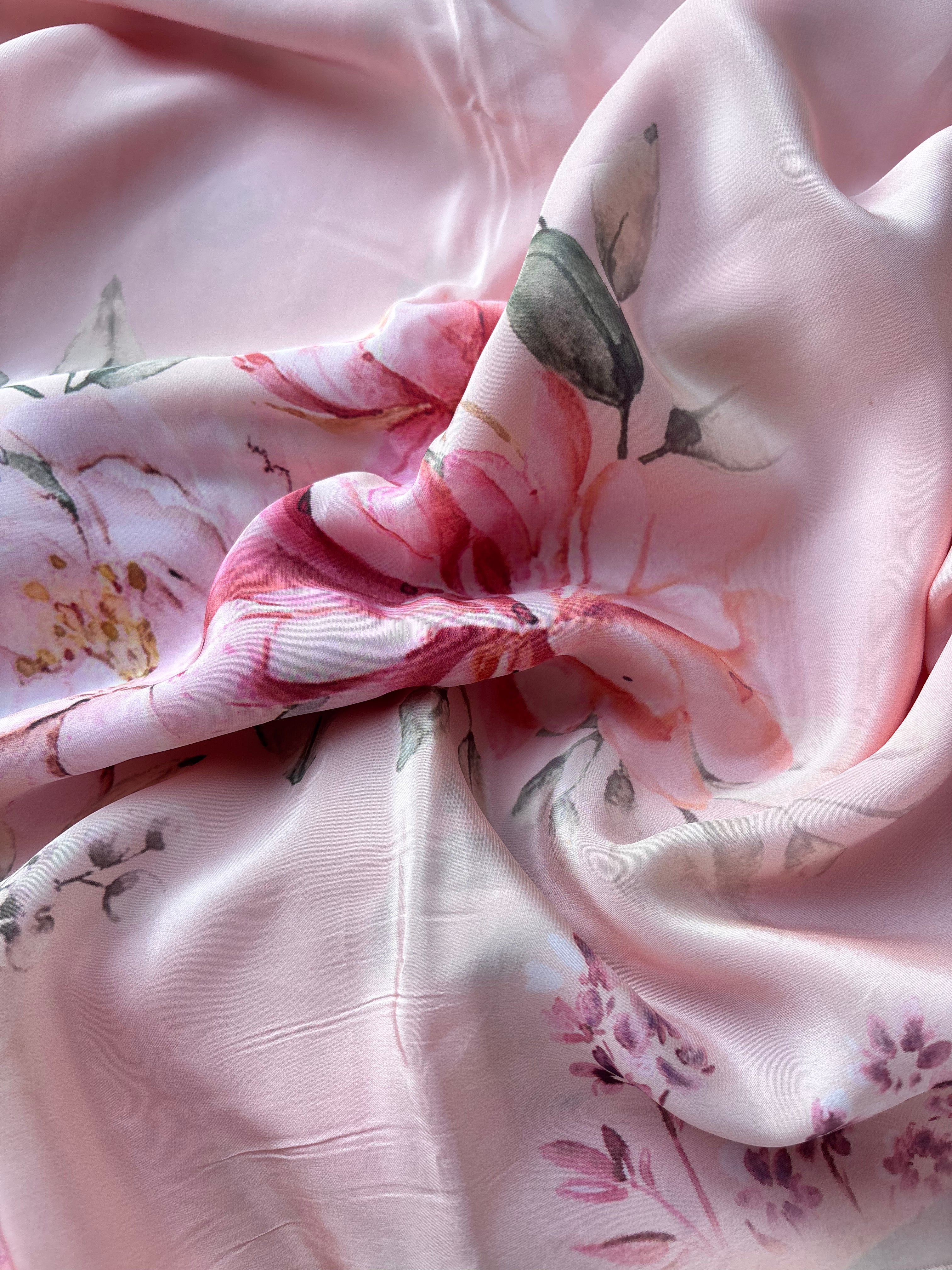 Peach Floral Crape Saree