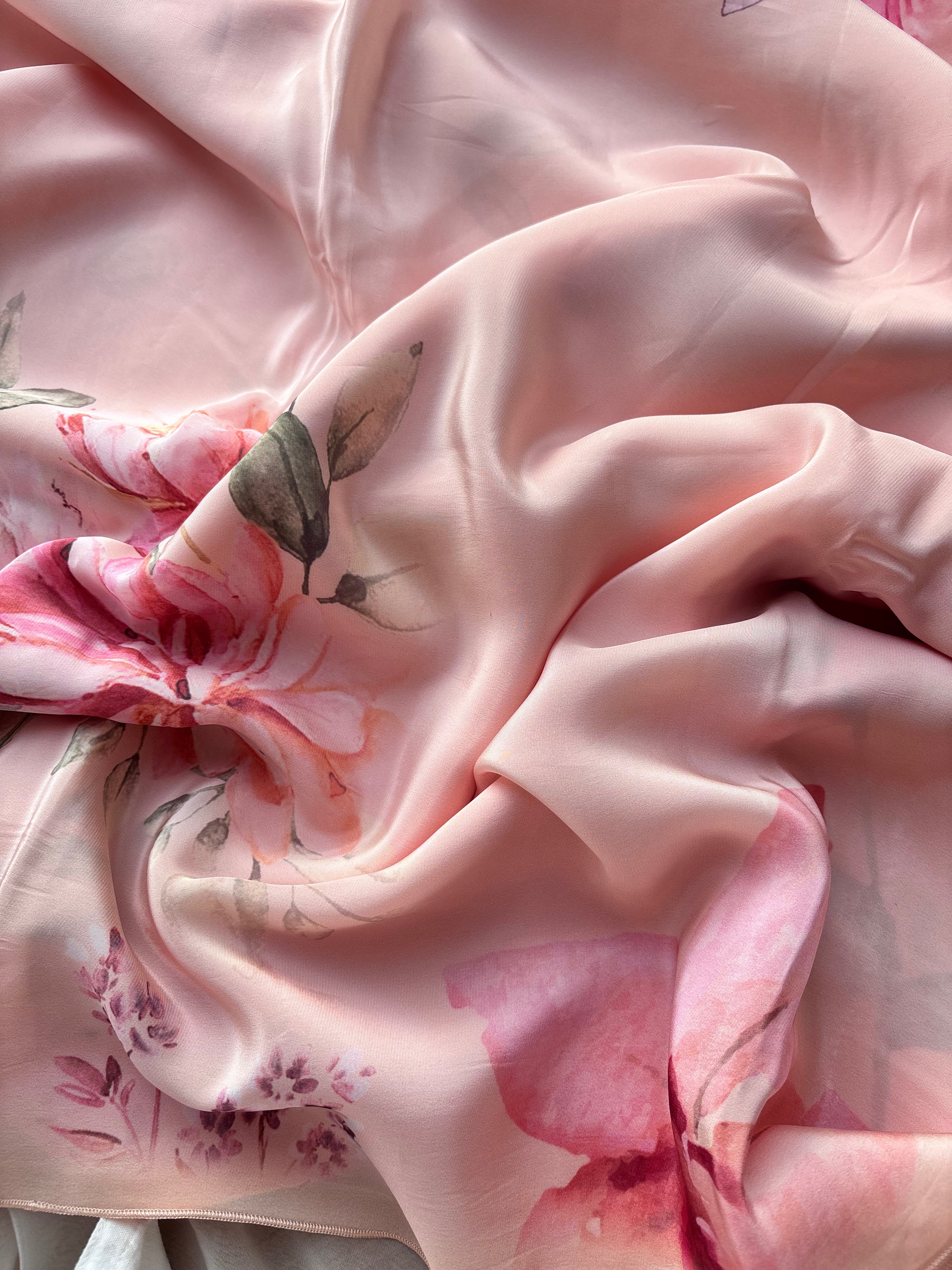 Peach Floral Crape Saree