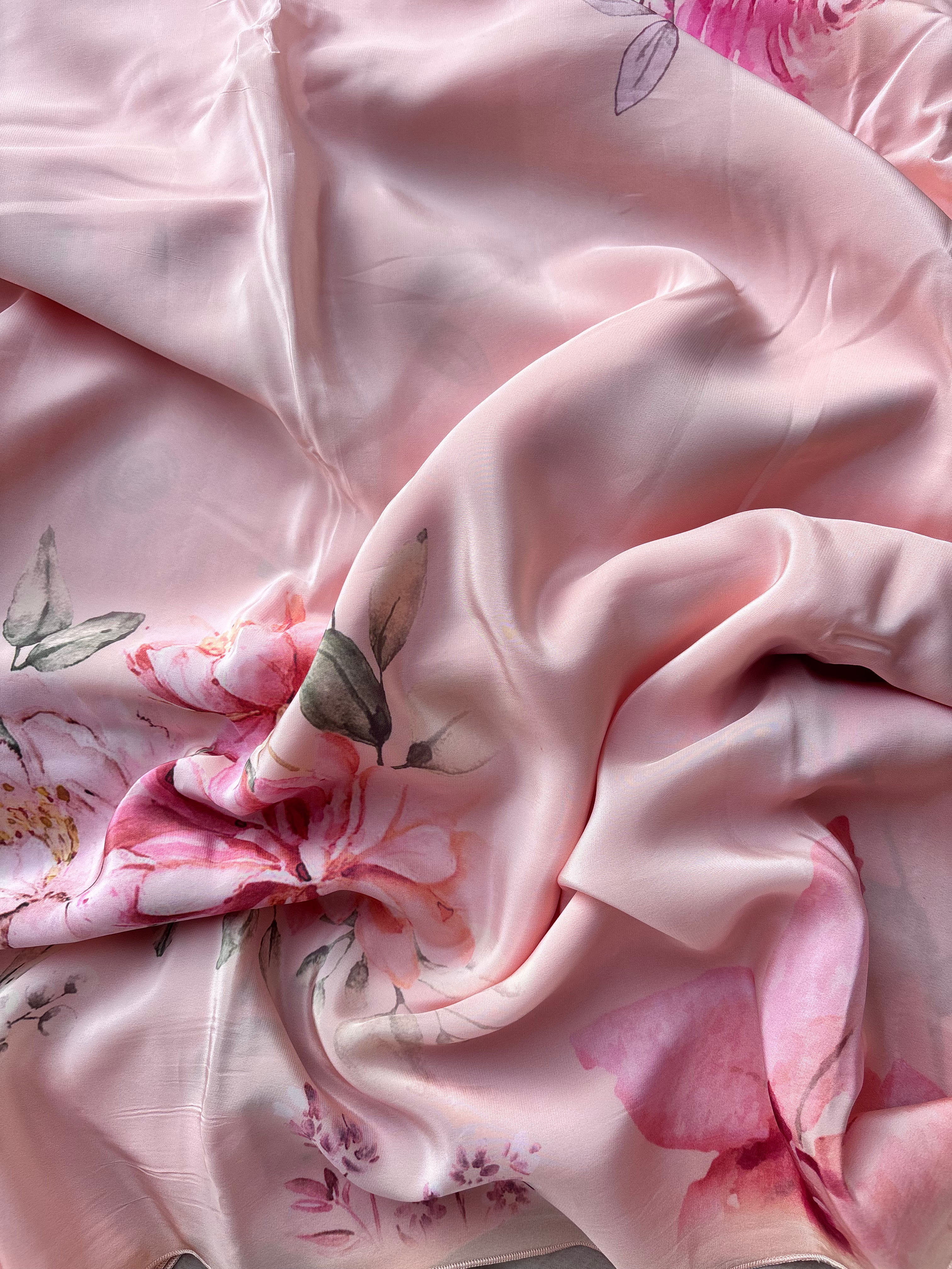 Peach Floral Crape Saree