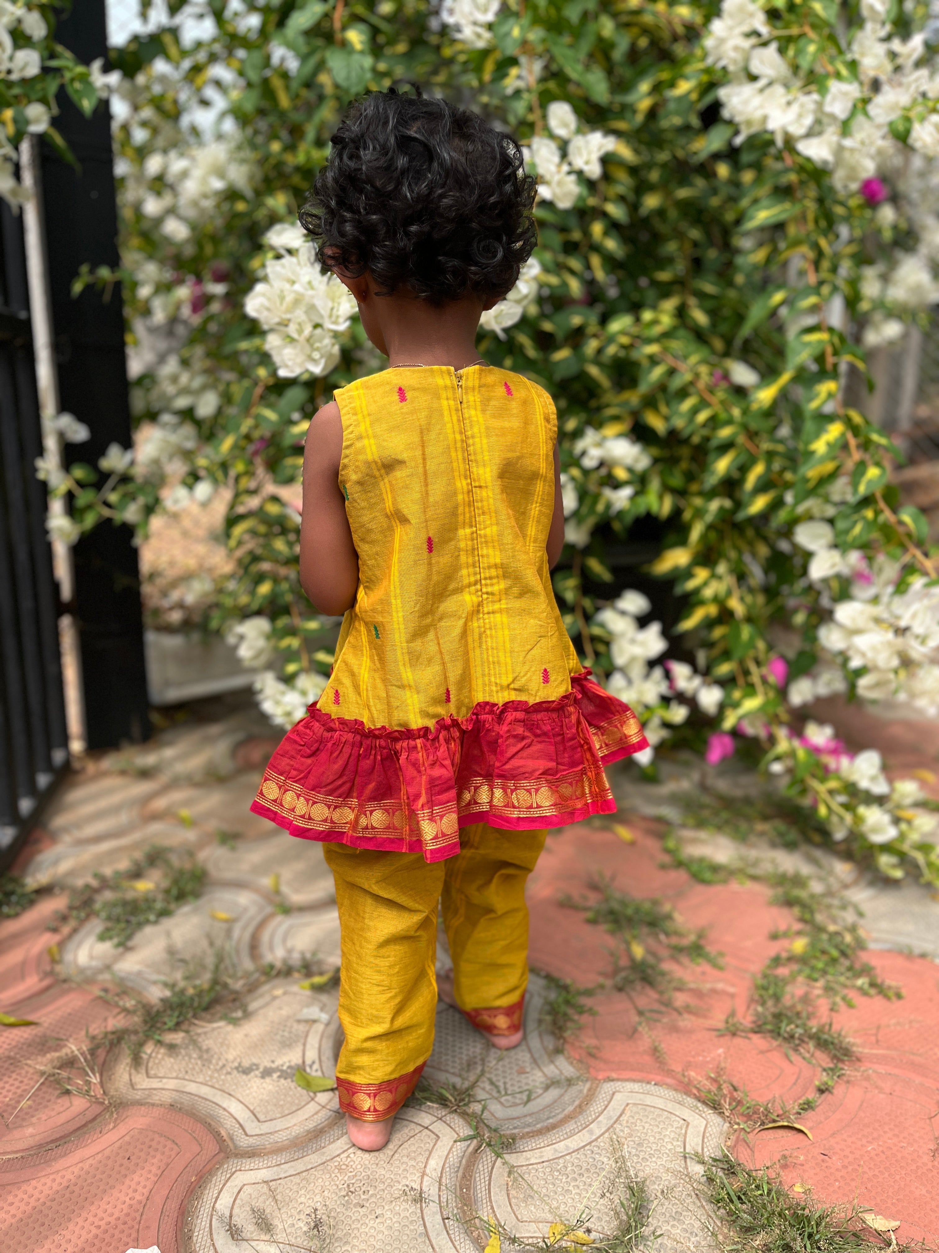 Yellow flared kurta & bottom