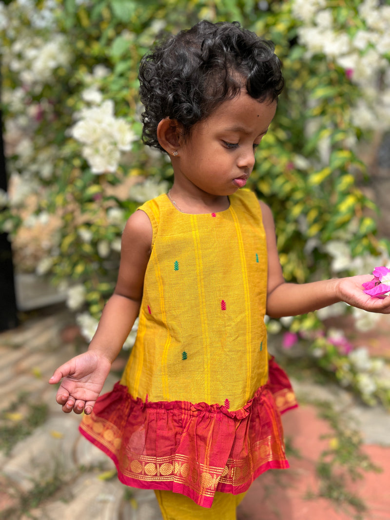 Yellow flared kurta & bottom