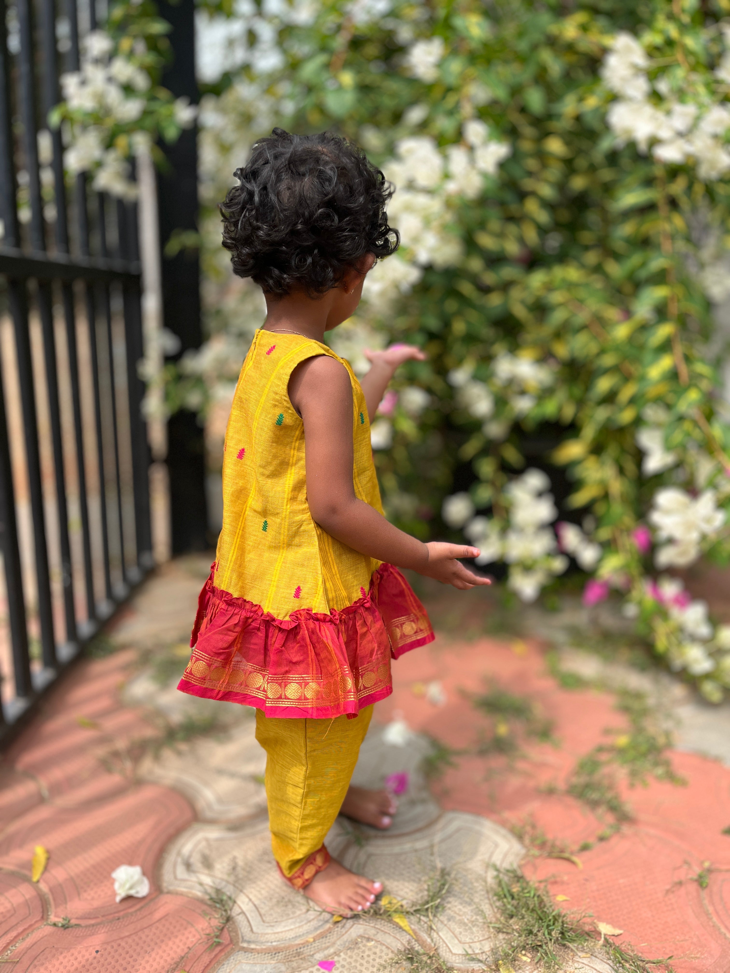 Yellow flared kurta & bottom