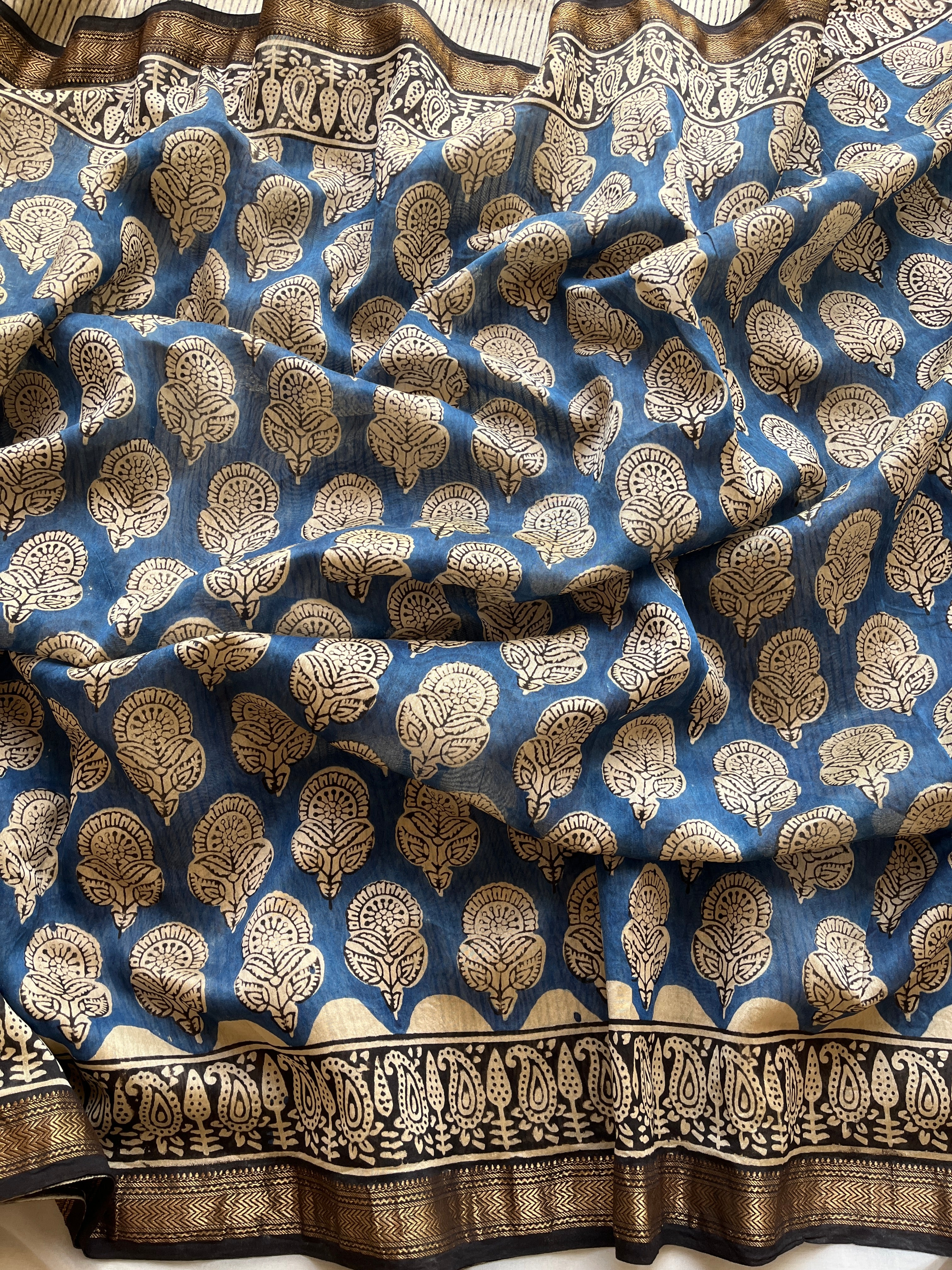 Blue Maheshwari Silk saree